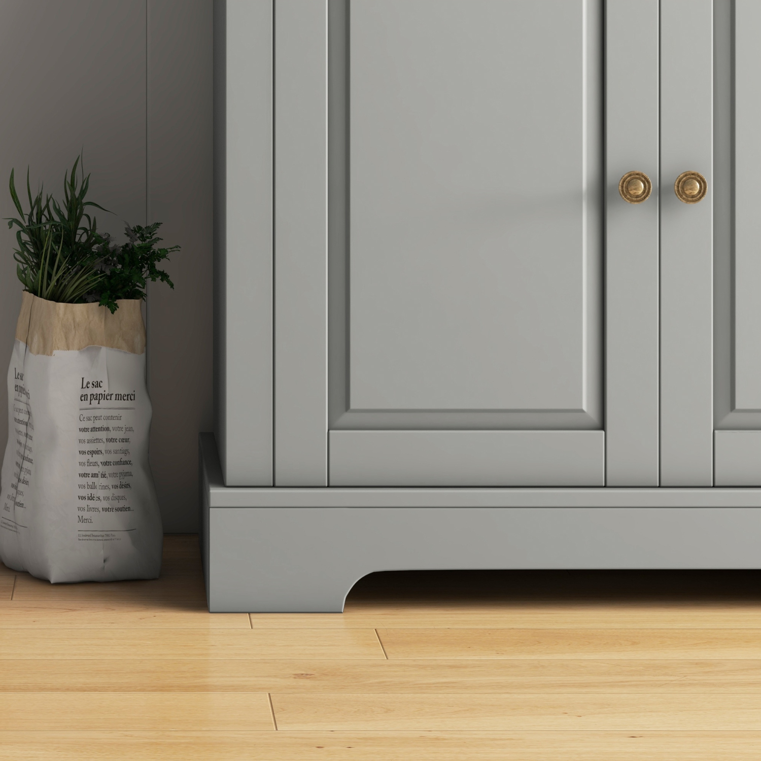 HOMCOM Sideboard Buffet Cabinet, Modern Kitchen Cabinet with 2 Drawers and Adjustable Shelves, Coffee Bar Cabinet, Grey