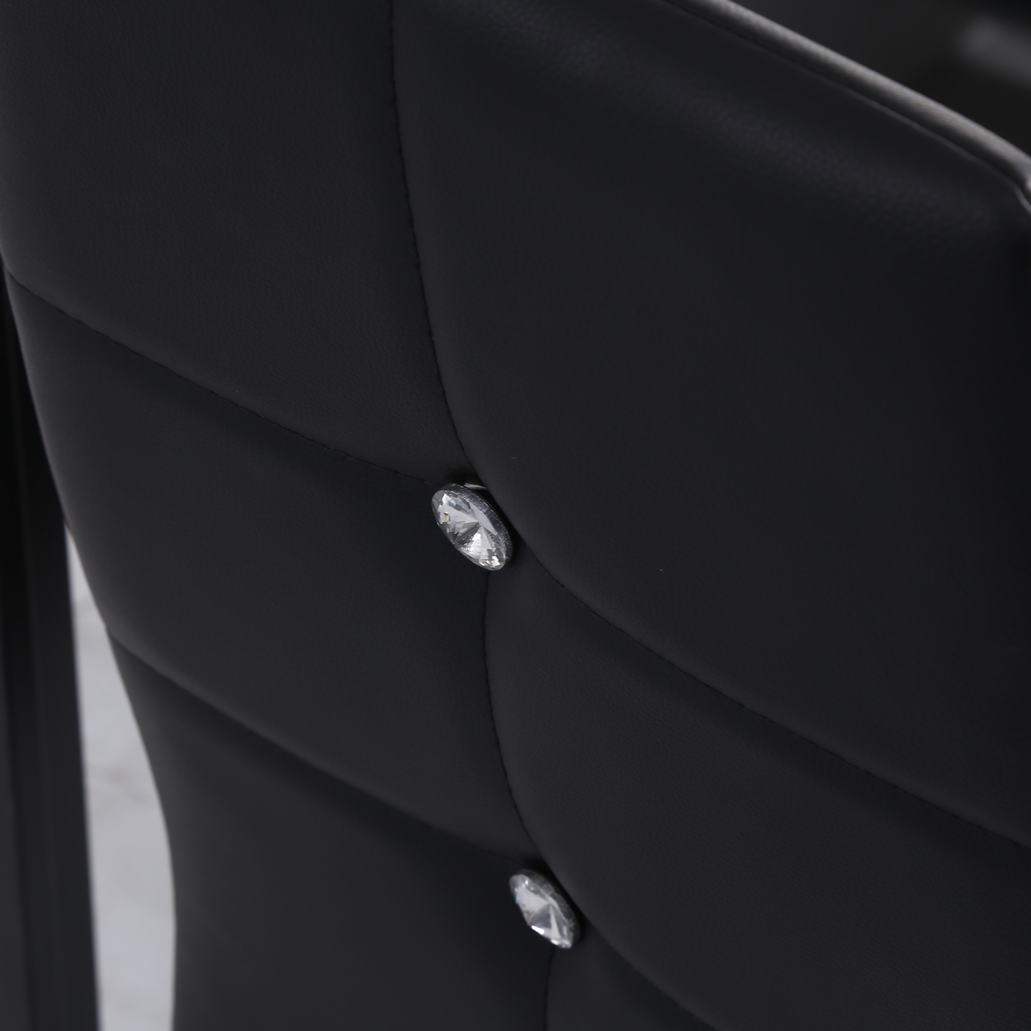 HOMCOM – Ensemble de 6 chaises de salle à manger modernes, chaises de cuisine rembourrées en similicuir avec capitonnage en cristal et pattes en