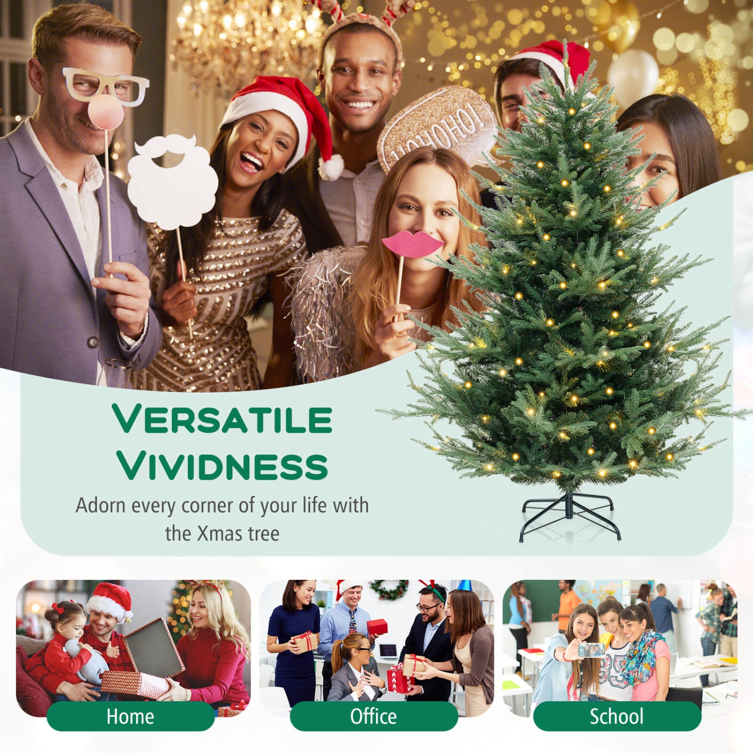 Arbre de Noël artificiel de 6 pi de Costway avec 778 branches en PVC PE 240 lumières à DEL blanc chaud