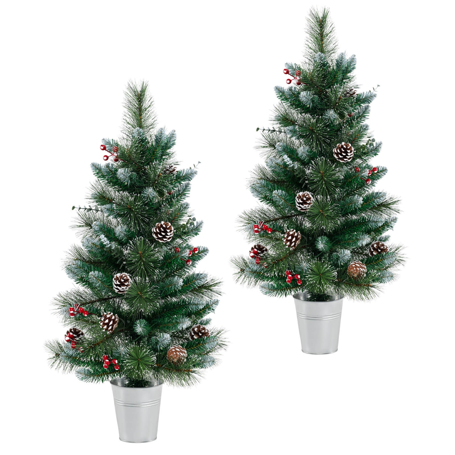 Costway 2 PCS 3 FT Artificial Xmas Tree with 81 Branch Tips Eucalyptus Leaves Pine Needles