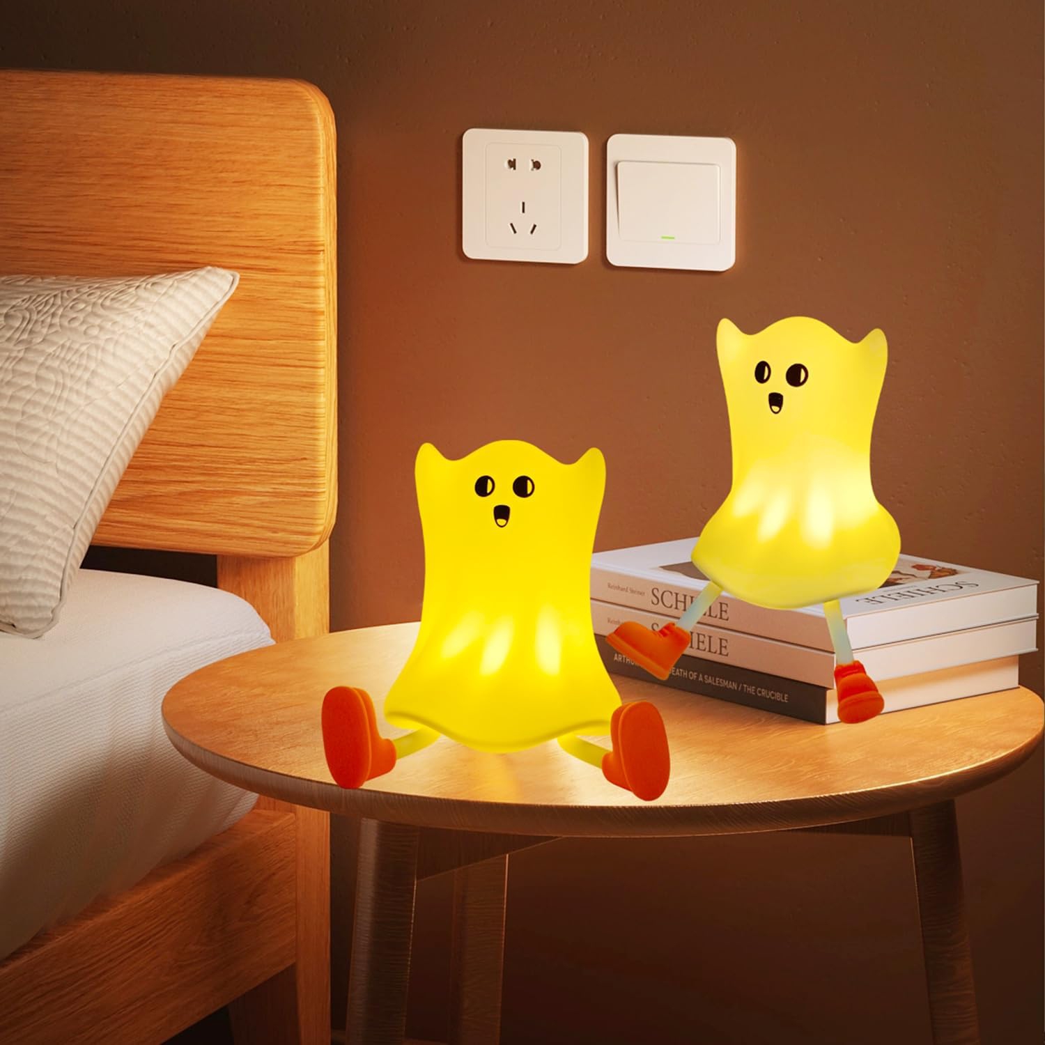 YOULIGHTS 1pc-Ghost Night Light, LED Halloween Night Light, Cute Silicone Adjustable Night Light with 3 Levels of Brightness, Suitable for Indoor