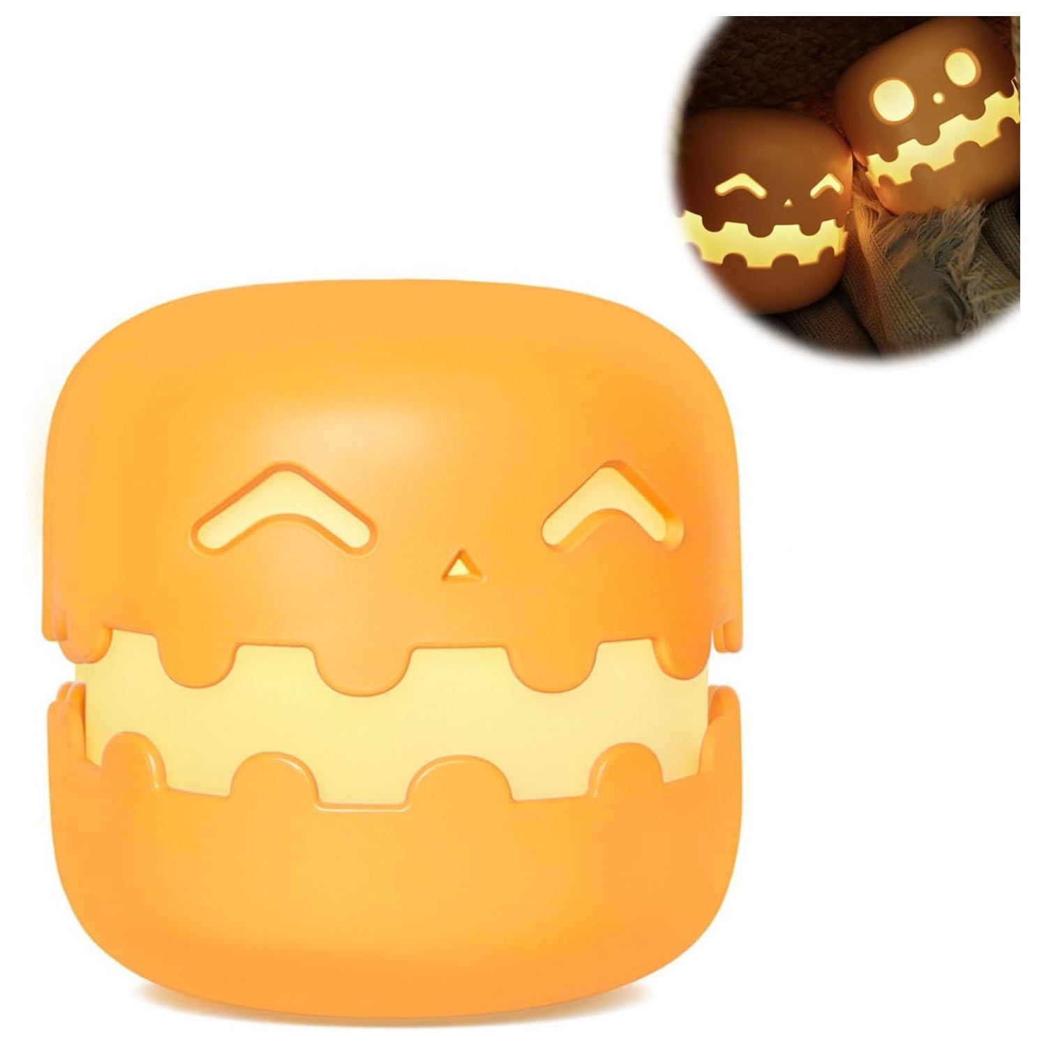 YOULIGHTS Pumpkin Night Light, Creative Rechargeable LED Comfort Bedroom Light with Timer, Press to Light Up, Dimmable Bedside Lamp for Birthday,