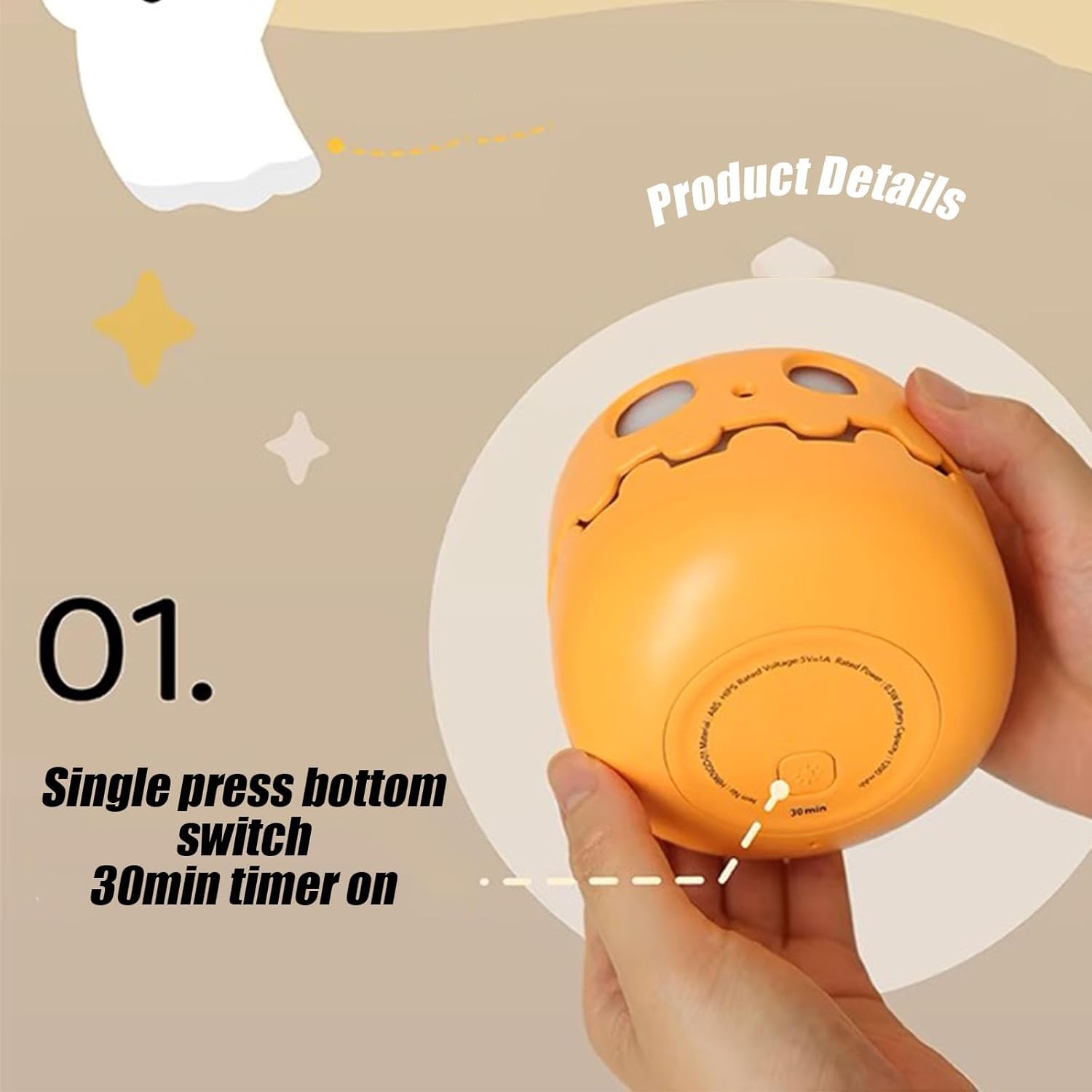 YOULIGHTS Pumpkin Night Light, Creative Rechargeable LED Comfort Bedroom Light with Timer, Press to Light Up, Dimmable Bedside Lamp for Birthday,