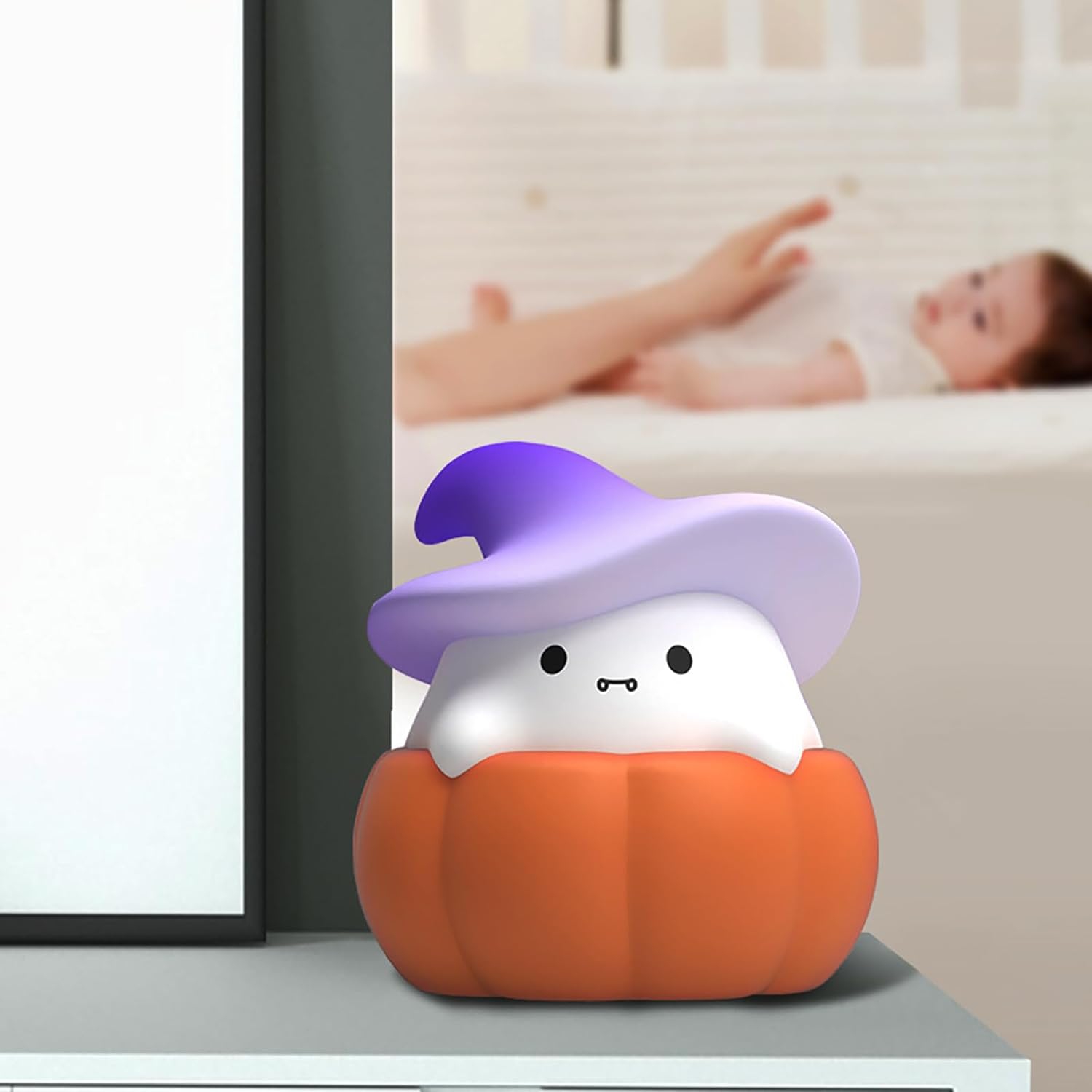 YOULIGHTS Ghost Pumpkin Night Light, Cute Silicone Kids Room Night Light, Touch Control, USB Rechargeable 3-Level Adjustable Bedside Lamp, Suitable