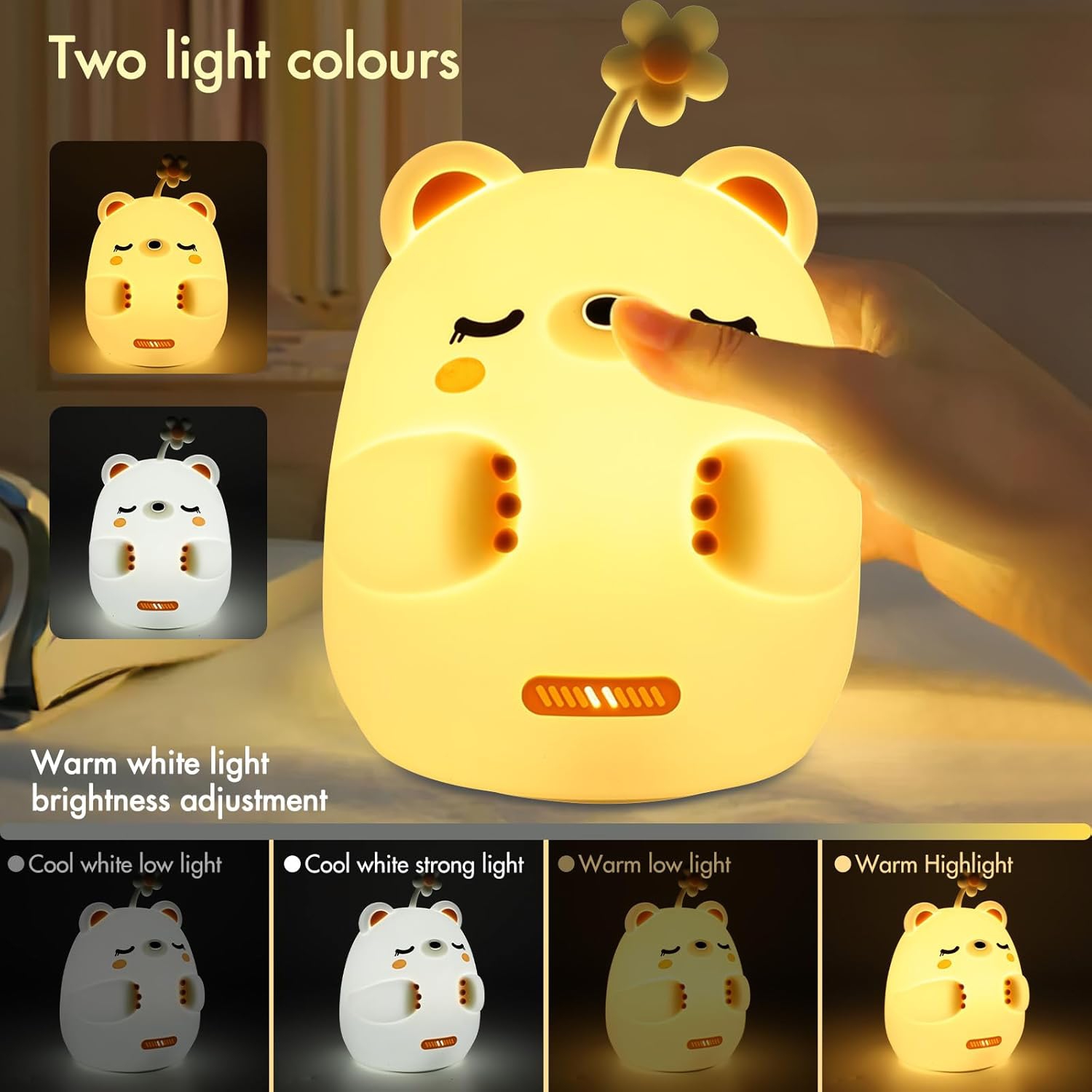 Lampe d'allaitement Cute de YOULIGHTS, veilleuse USB Touch en silicone, lampe de chevet pour enfants animaux, lumière chaude avec minuterie pour