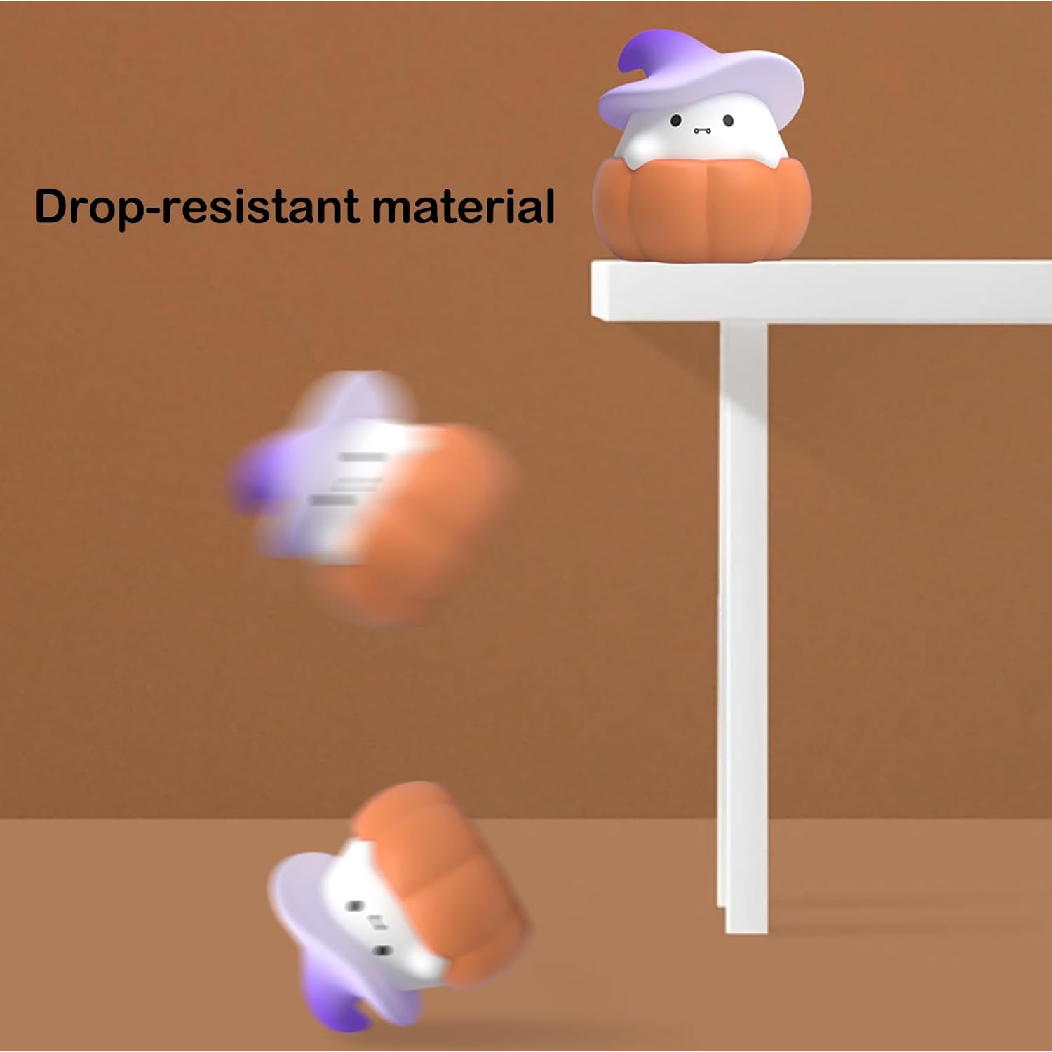 Veilleuse Ghost Pumpkin, jolie veilleuse en silicone pour chambre d'enfant, veilleuses à contrôle tactile USB rechargeable à 3 vitesses et réglables