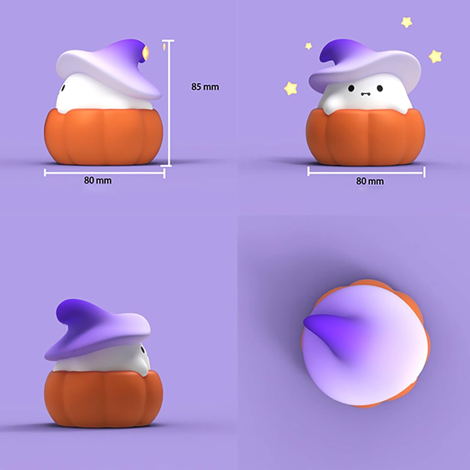 Veilleuse Ghost Pumpkin, jolie veilleuse en silicone pour chambre d'enfant, veilleuses à contrôle tactile USB rechargeable à 3 vitesses et réglables