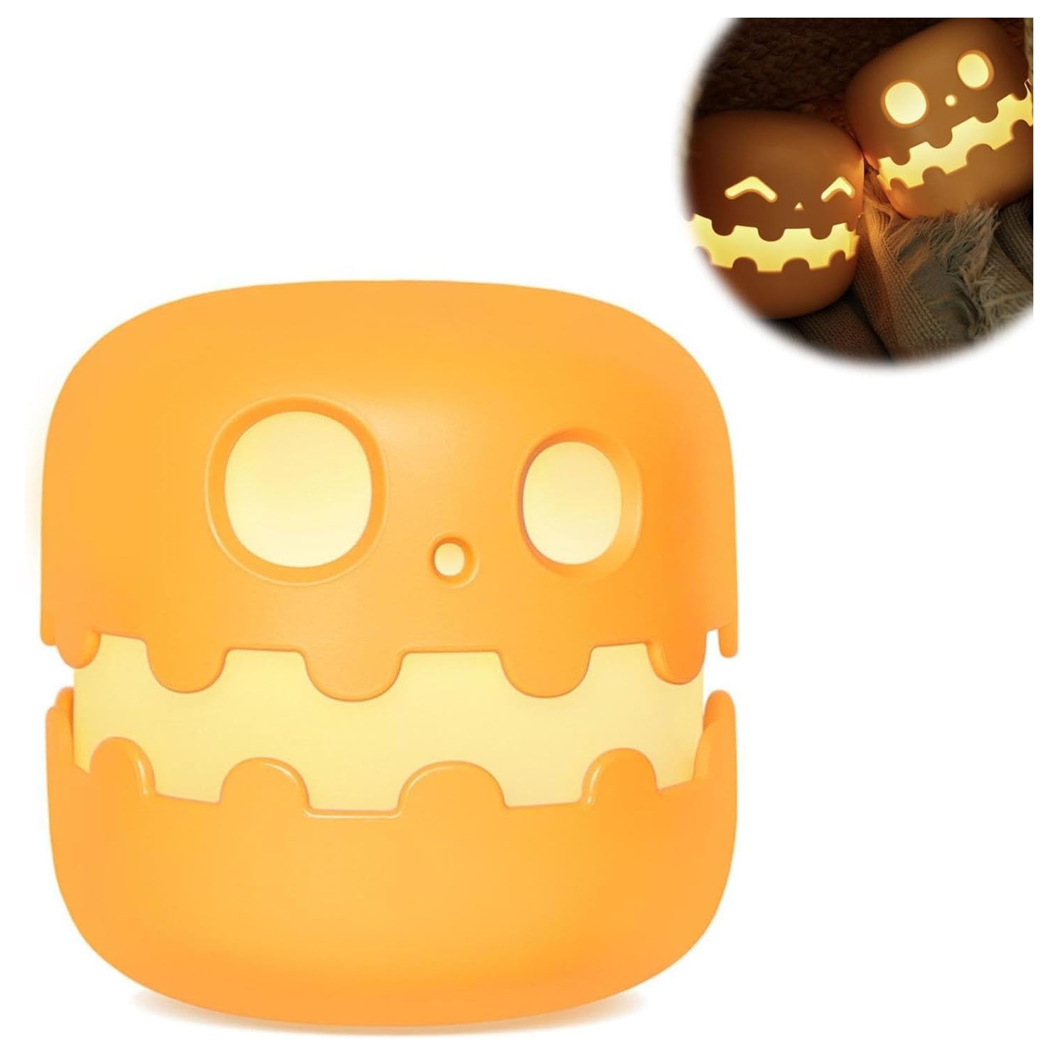 YOULIGHTS Pumpkin Night Light, Creative Rechargeable LED Cozy Lamps for Bedroom with Timer, Press to Light, Dimmable Bedside Lamp for Birthday,