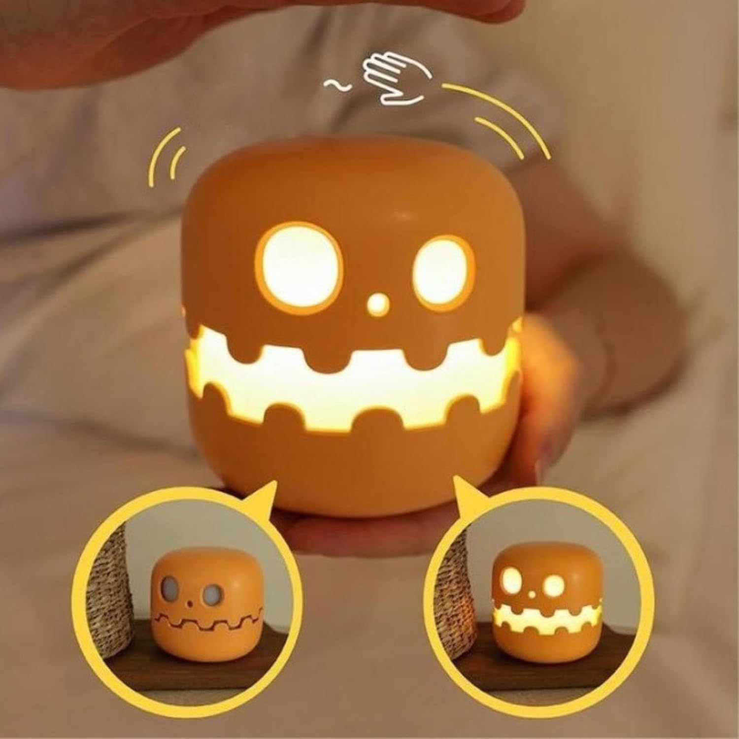YOULIGHTS Pumpkin Night Light, Creative Rechargeable LED Cozy Lamps for Bedroom with Timer, Press to Light, Dimmable Bedside Lamp for Birthday,