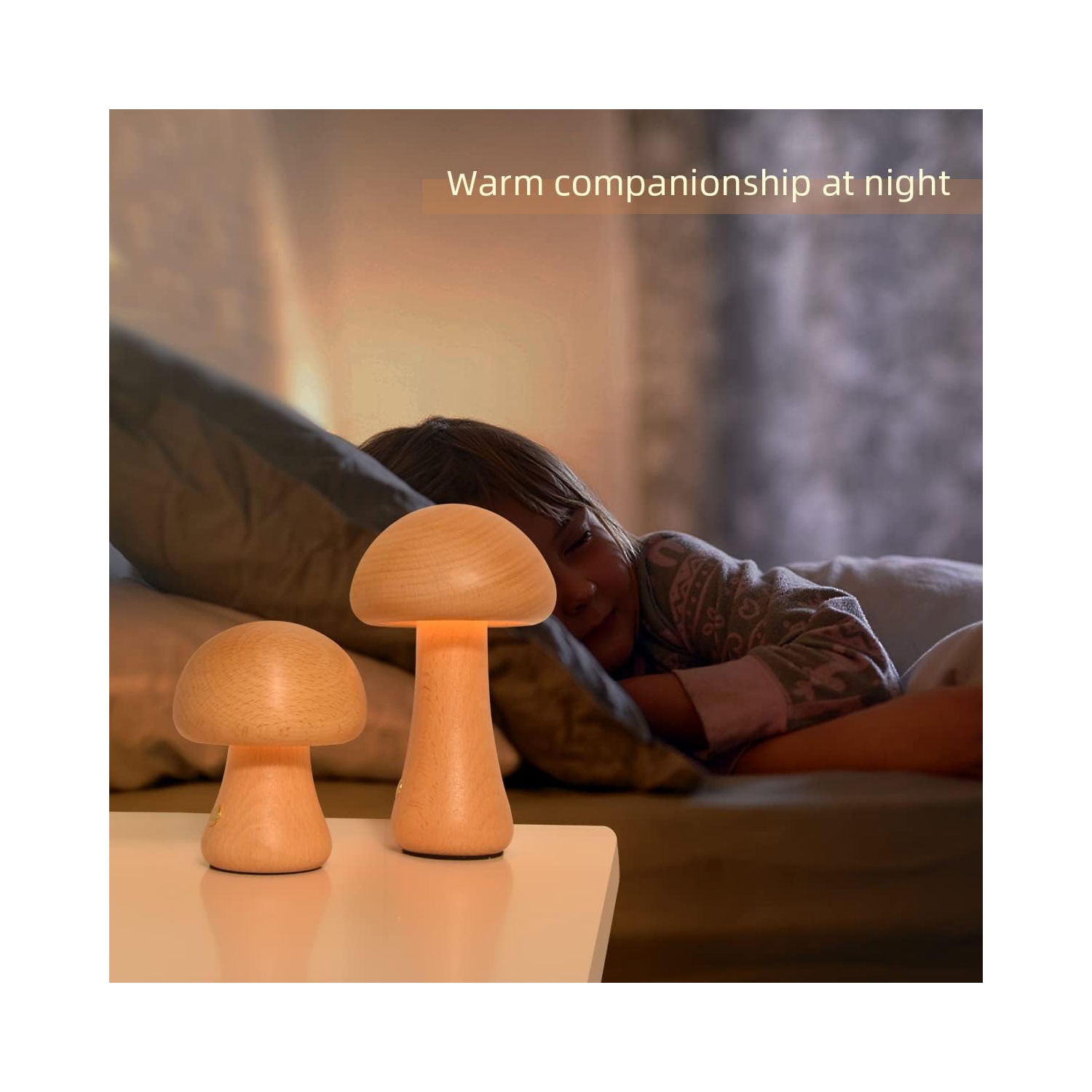 Mushroom Light, Rechargeable Portable Night Light, Cordless Wooden Night Light, Mushroom Decorative Light Suitable for Dining Room, Living Room,