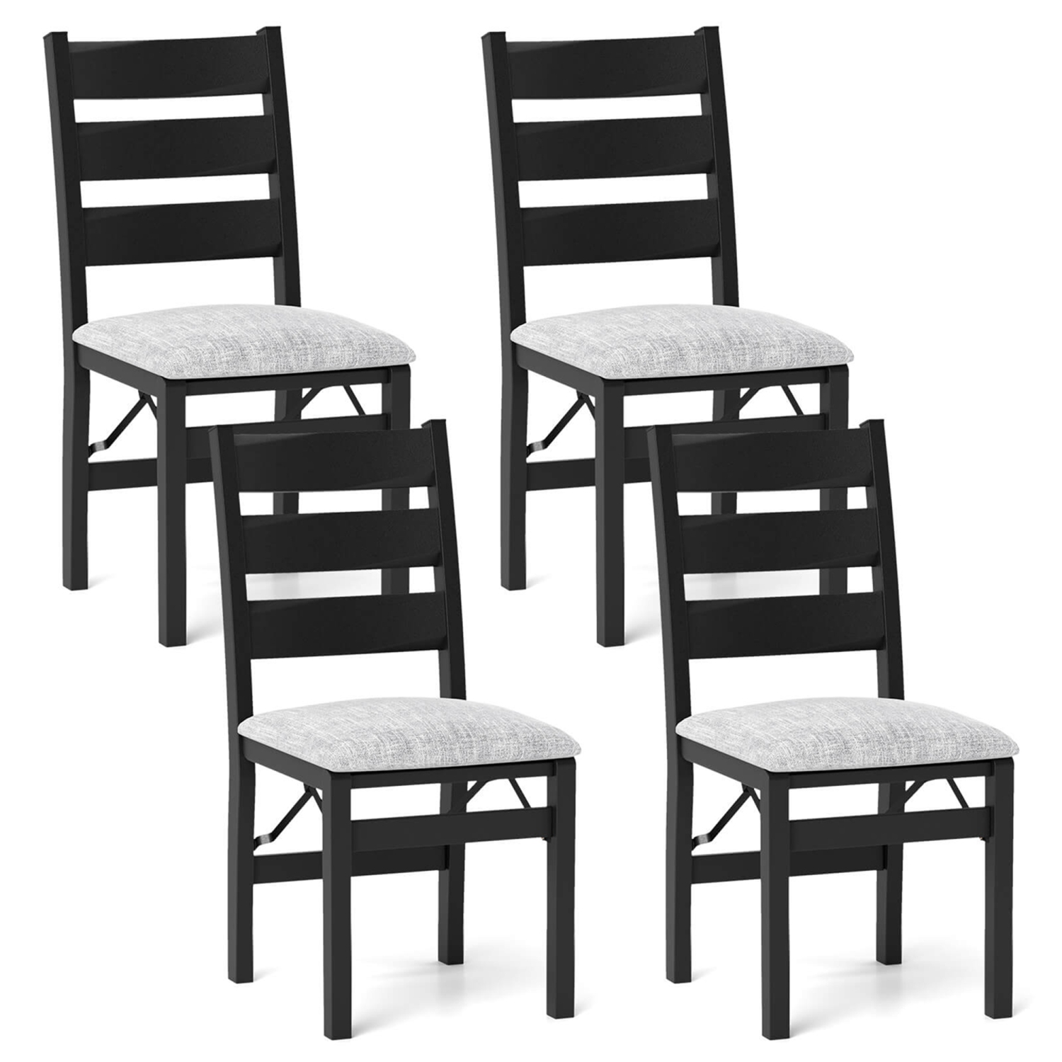 Costway Folding Chairs Set of 4 Modern Upholstered Chairs with Comfy Backrest & Padded Seat