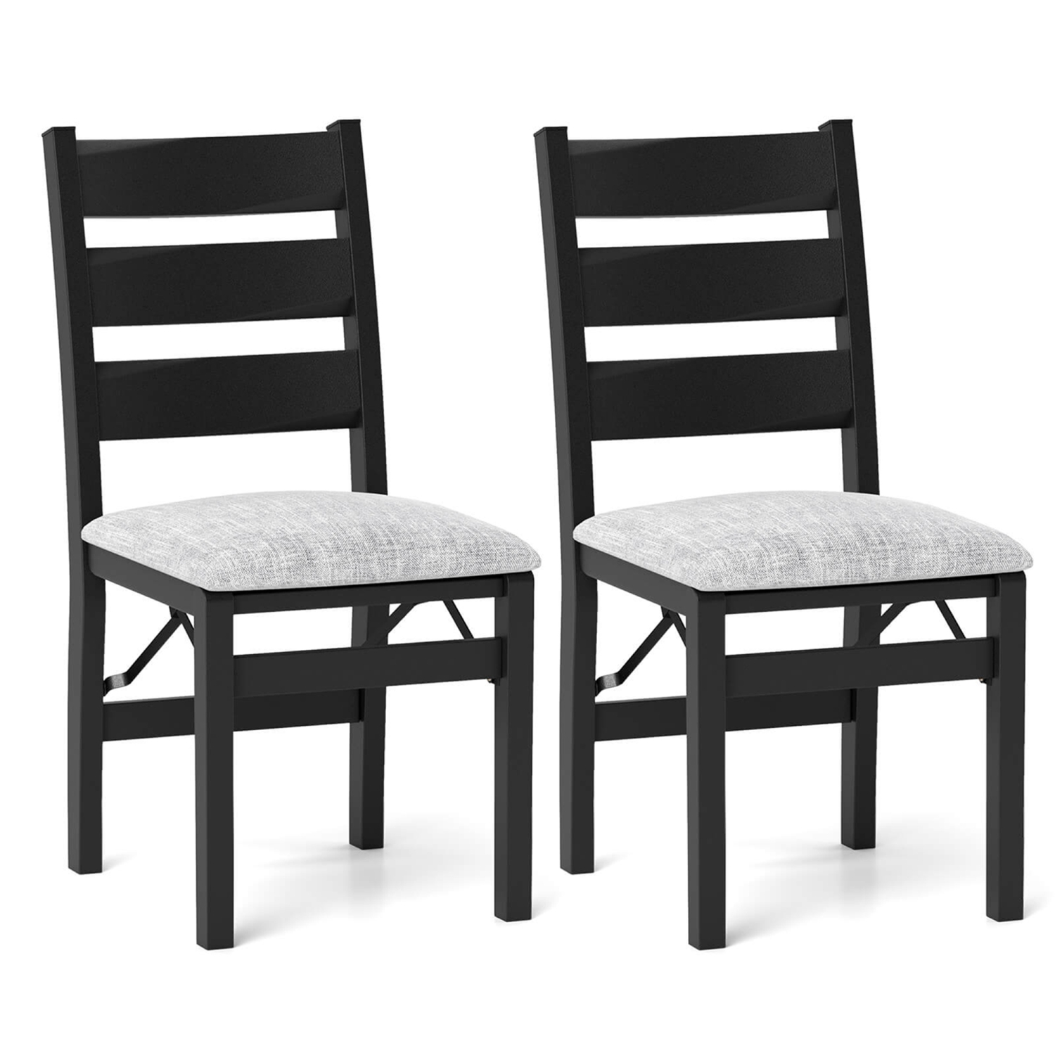 Costway Folding Chairs Set of 4 Modern Upholstered Chairs with Comfy Backrest & Padded Seat