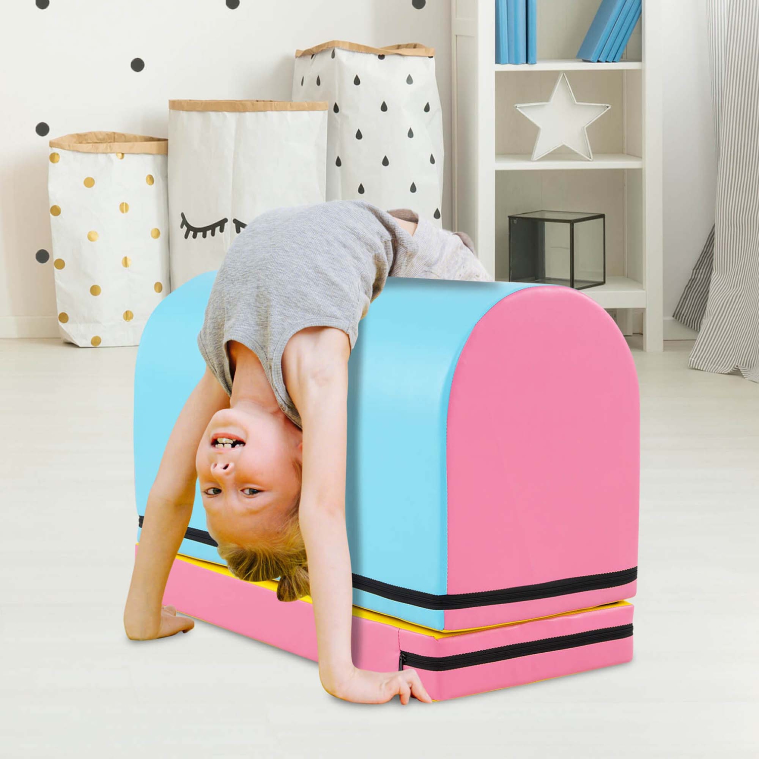 Costway Mailbox Tumbling Mat Gymnastics Vaulting Box with Detachable Mat & Carrying Handle