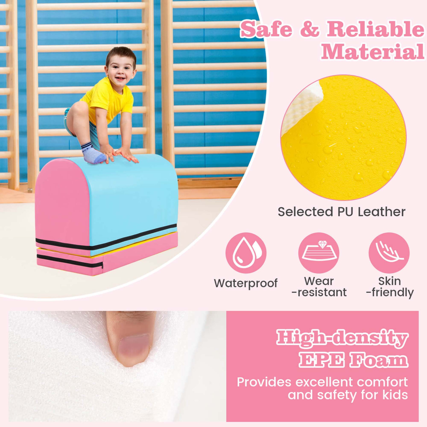 Costway Mailbox Tumbling Mat Gymnastics Vaulting Box with Detachable Mat & Carrying Handle