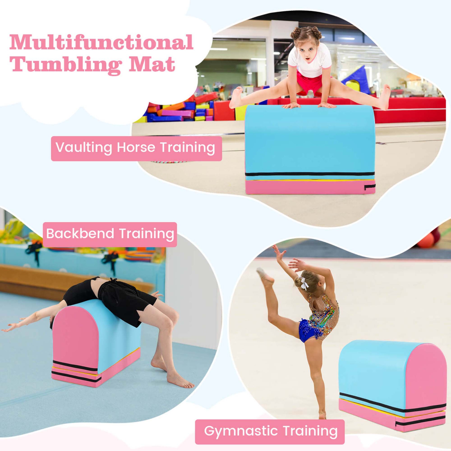 Costway Mailbox Tumbling Mat Gymnastics Vaulting Box with Detachable Mat & Carrying Handle