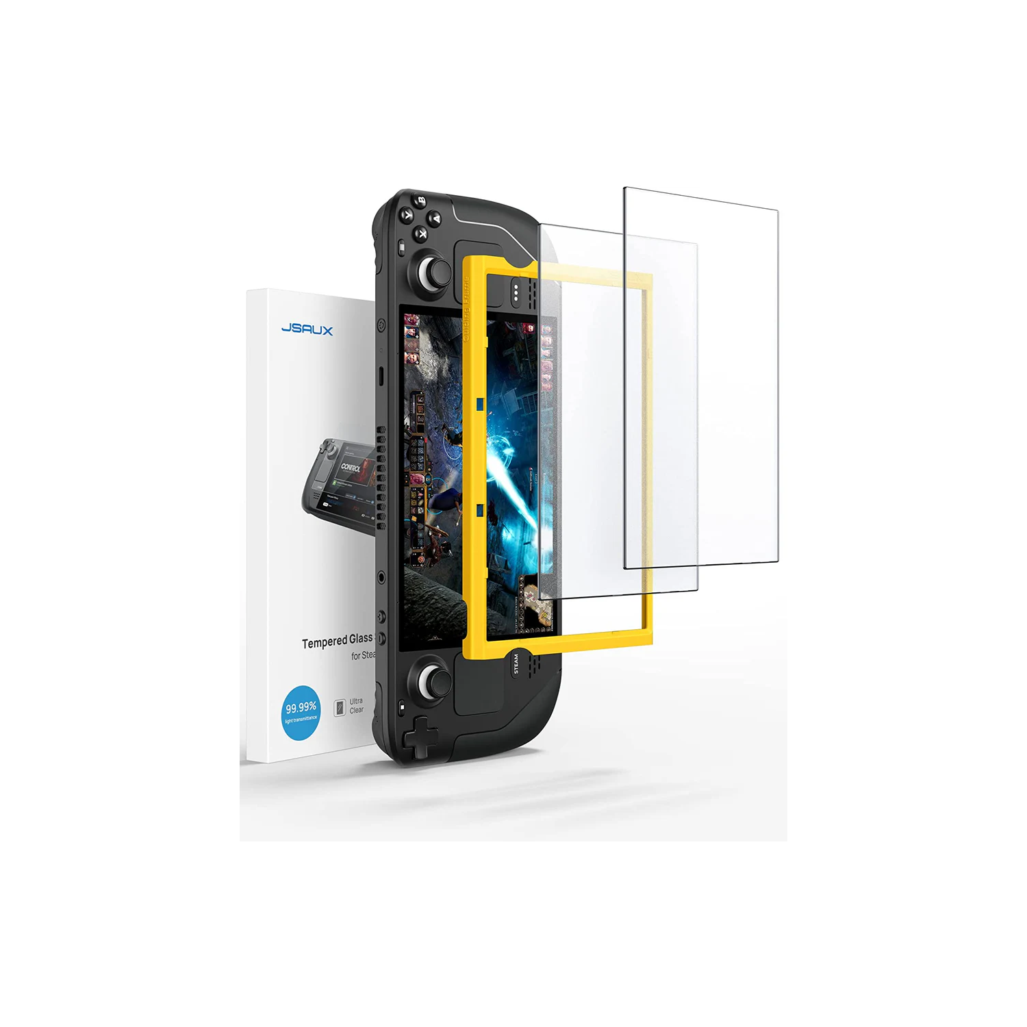 JSAUX 2-Pack Anti Glare Screen Protector for Steam Deck, 9H Hardness Matte Tempered Glass with Guiding Frame, Scratch Resistant- Matte