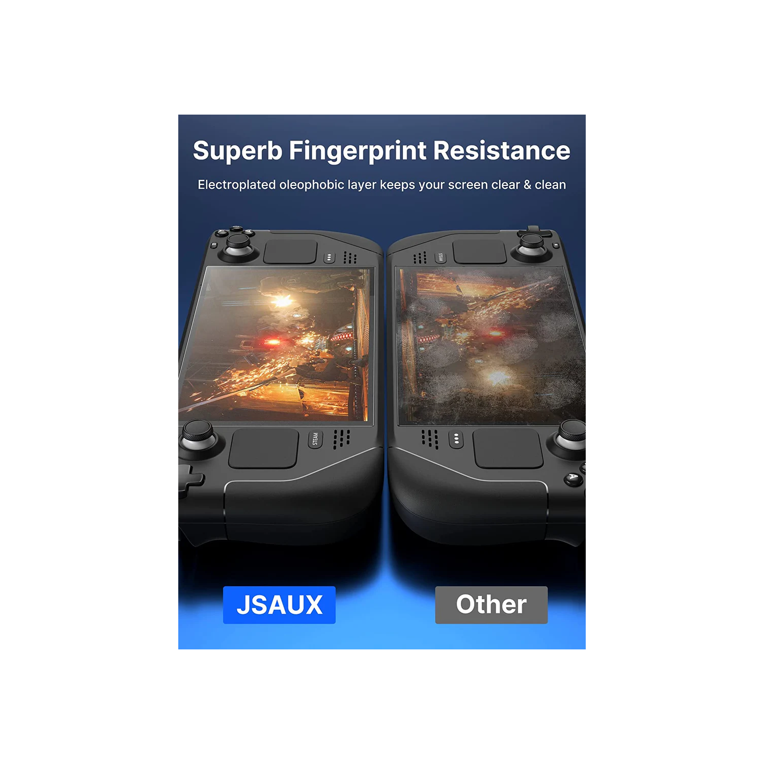 JSAUX 2-Pack Anti Glare Screen Protector for Steam Deck, 9H Hardness Matte Tempered Glass with Guiding Frame, Scratch Resistant- Matte