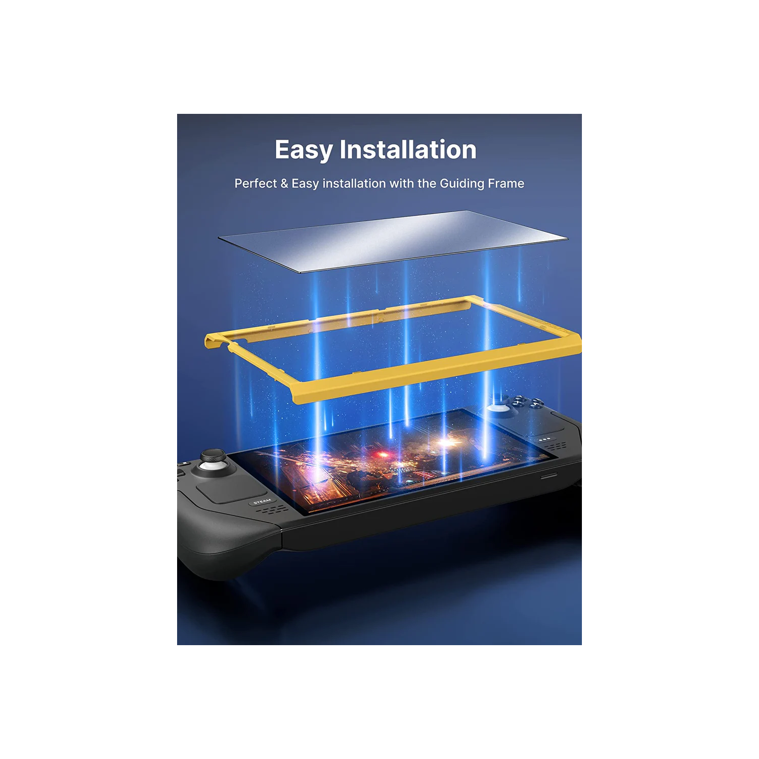 JSAUX 2-Pack Anti Glare Screen Protector for Steam Deck, 9H Hardness Matte Tempered Glass with Guiding Frame, Scratch Resistant- Matte