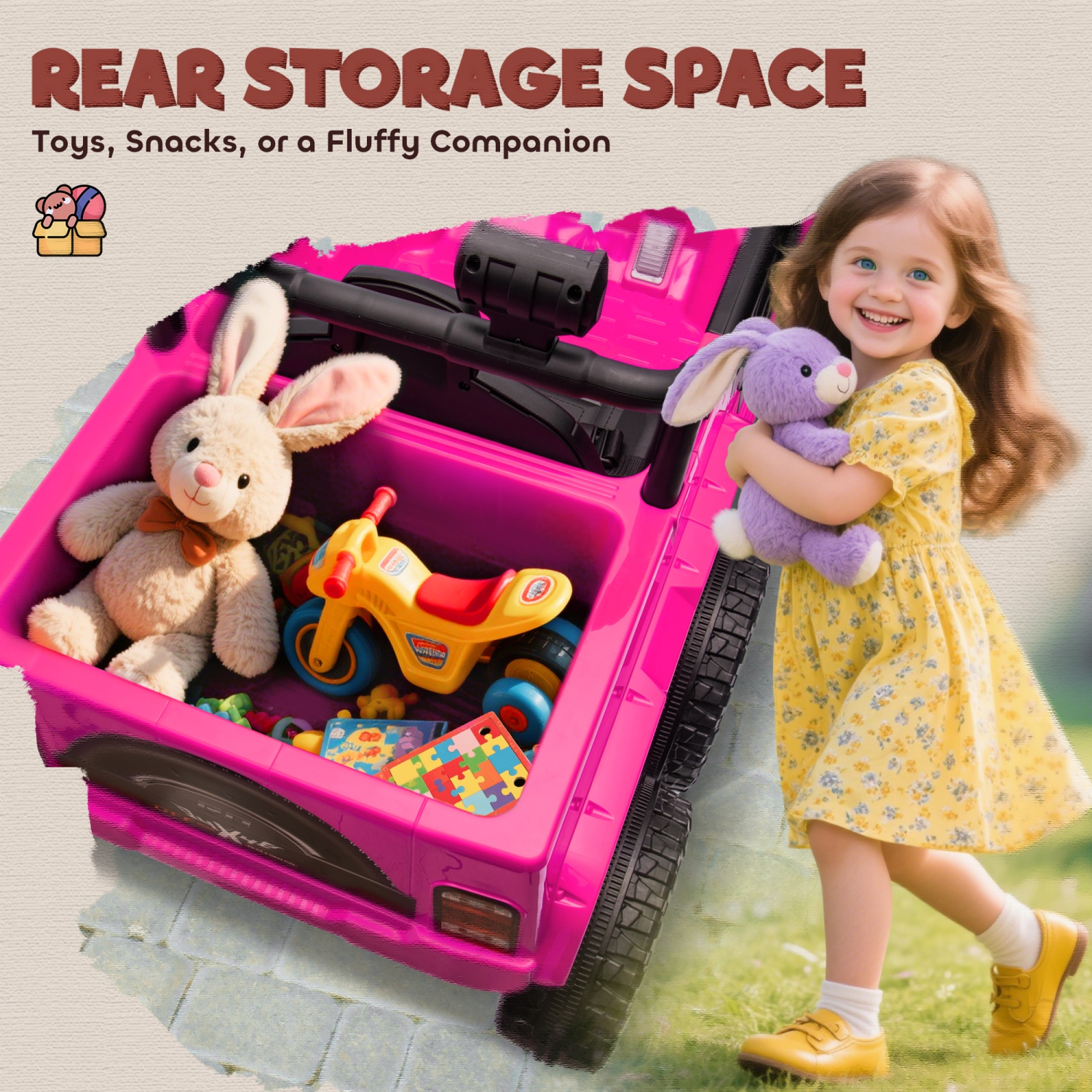 Qaba 12V 7AH Electric Car for Kids, 4WD/2WD Ride on Car w/ Remote Control, Spring Suspensions, Back Trailer, Battery Display, Light Music Soft Start,