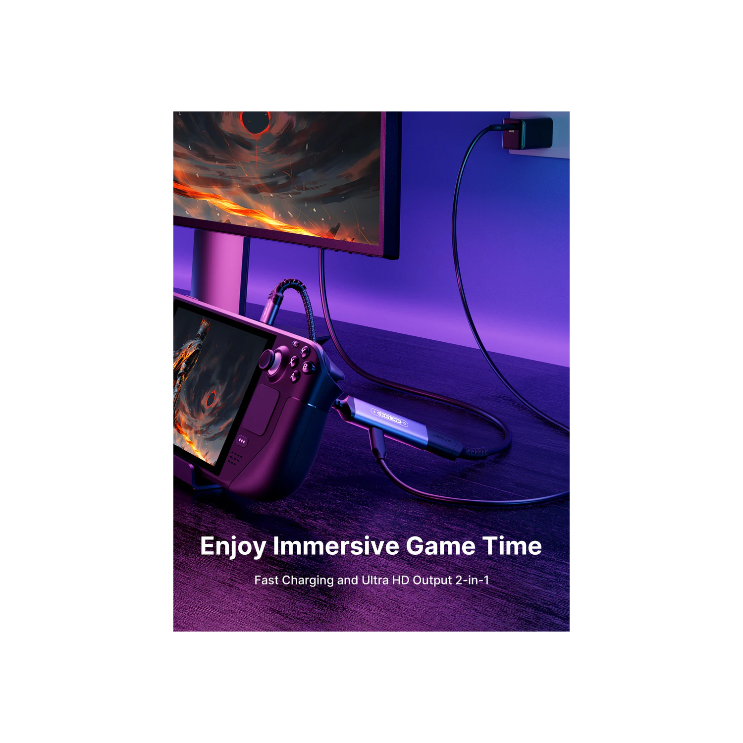 JSAUX 2-in-1 USB C to HDMI Adapter, 4K@60Hz Type-C to HDMI 2.0 Adapter with PD 100W Fast Charging, Compatible with iPhone 15 Pro Max, Steam Deck, ROG