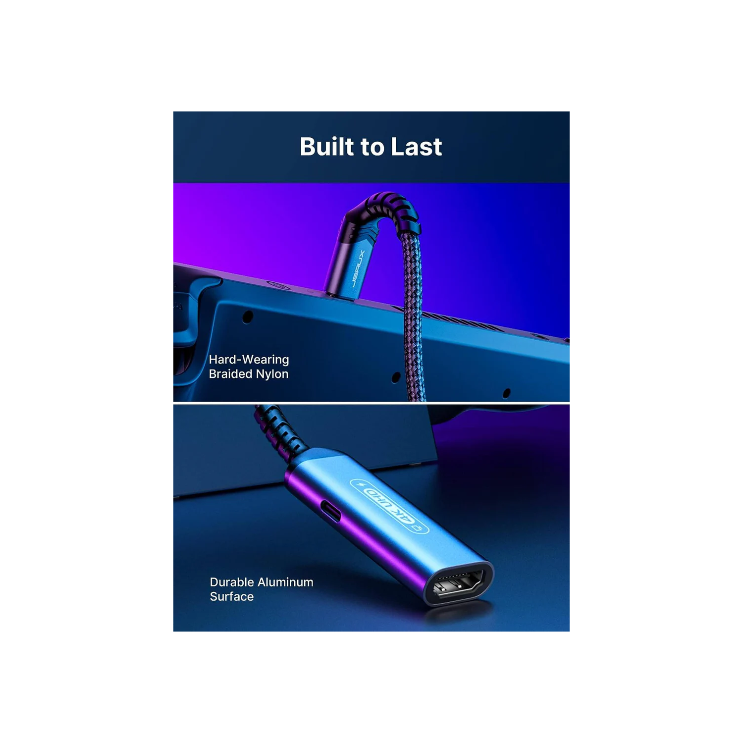 JSAUX 2-in-1 USB C to HDMI Adapter, 4K@60Hz Type-C to HDMI 2.0 Adapter with PD 100W Fast Charging, Compatible with iPhone 15 Pro Max, Steam Deck, ROG