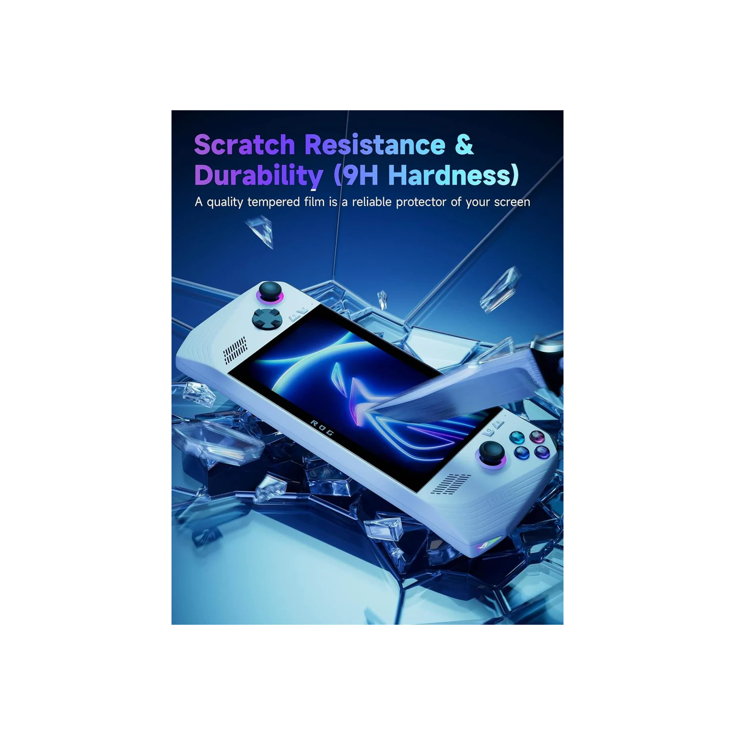 JSAUX ROG Ally Screen Protector 2-Pack, Anti Glare 9H Hardness Tempered Glass Screen Protector with Guiding Frame - Clear