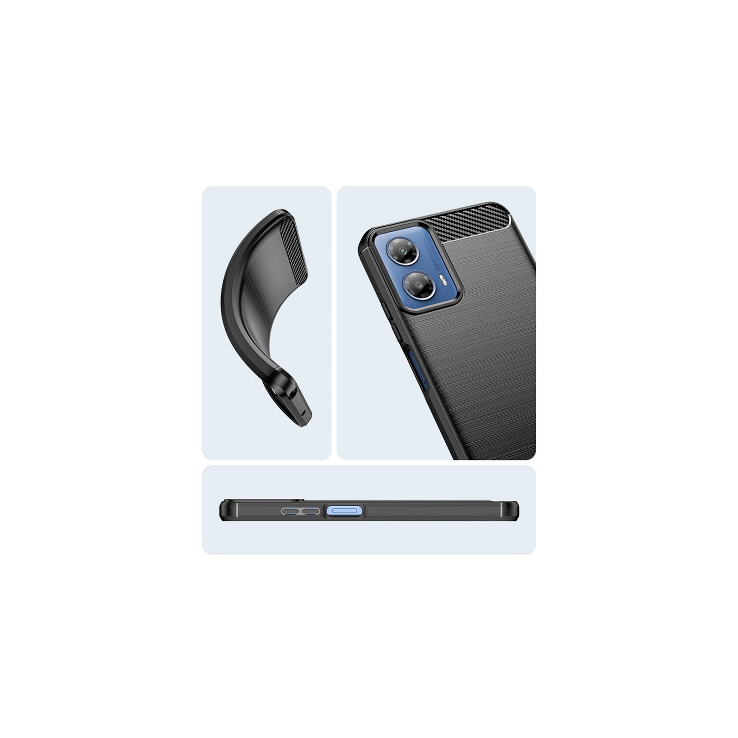 PANDACO Black Brushed Metal Case for Motorola Edge 2024