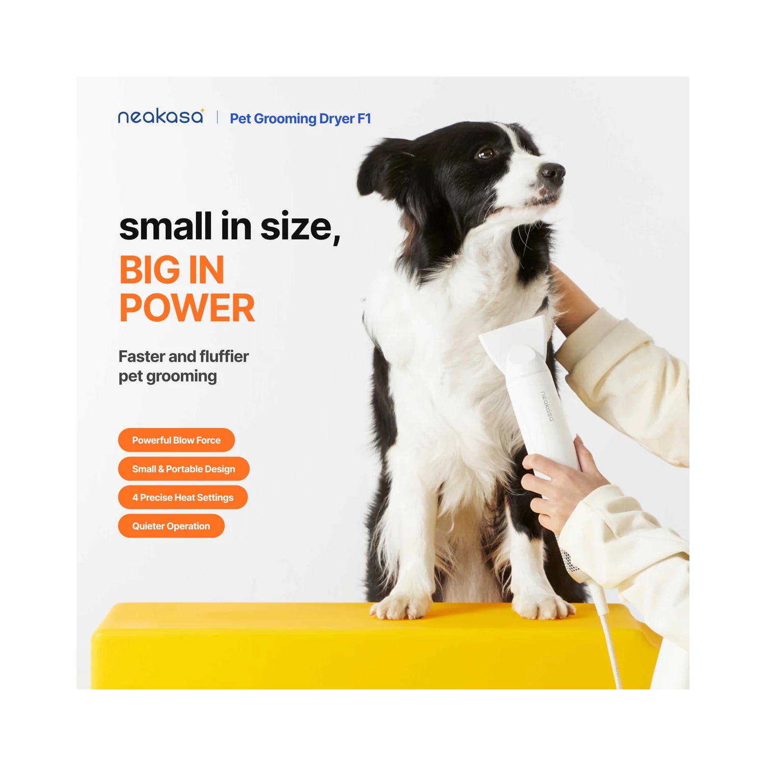 Neakasa – sèche-cheveux portatif pour chien, séchage rapide, sèche-cheveux pour animal de compagnie haute vitesse, silencieux, 560&nbsp;g léger pour