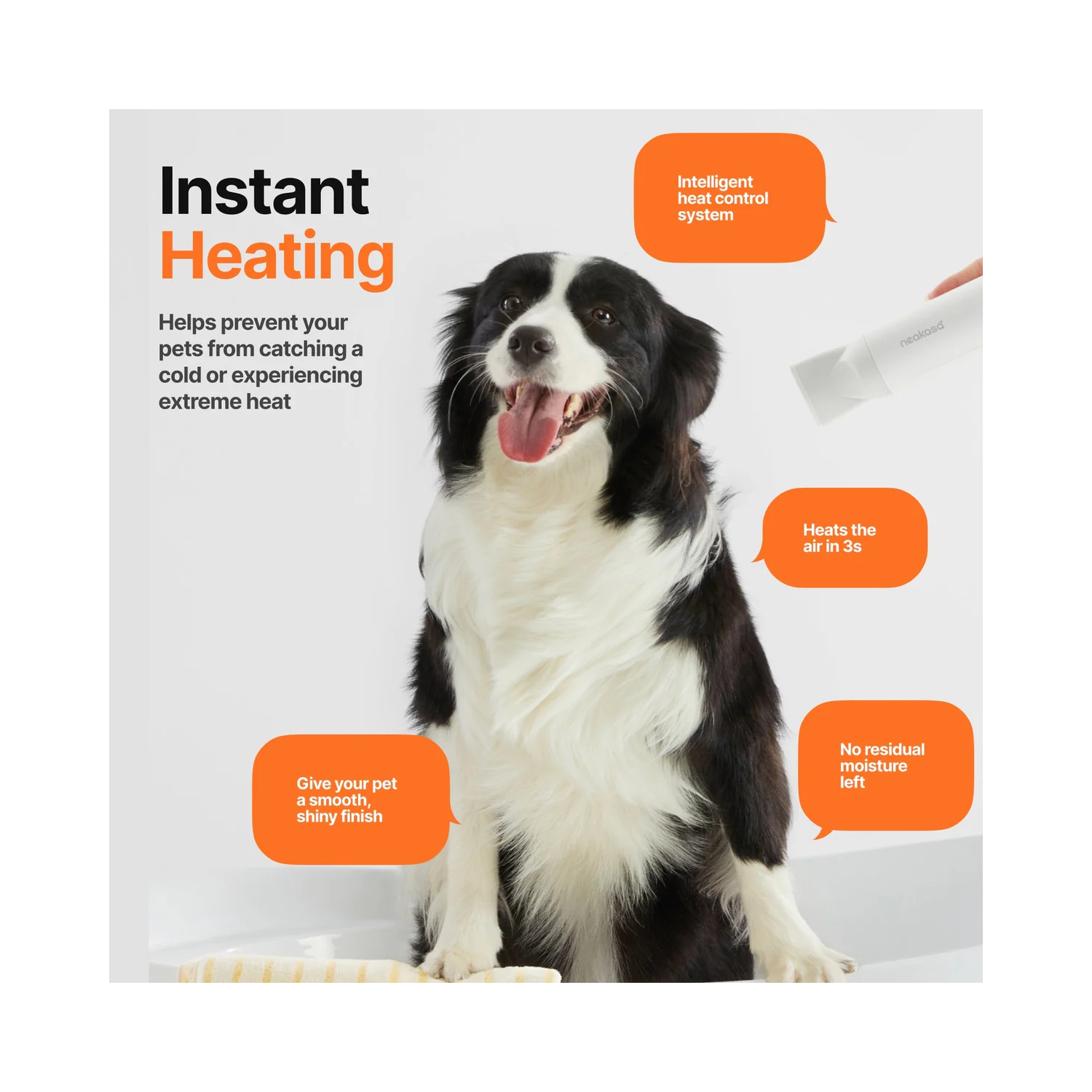 Neakasa – sèche-cheveux portatif pour chien, séchage rapide, sèche-cheveux pour animal de compagnie haute vitesse, silencieux, 560&nbsp;g léger pour