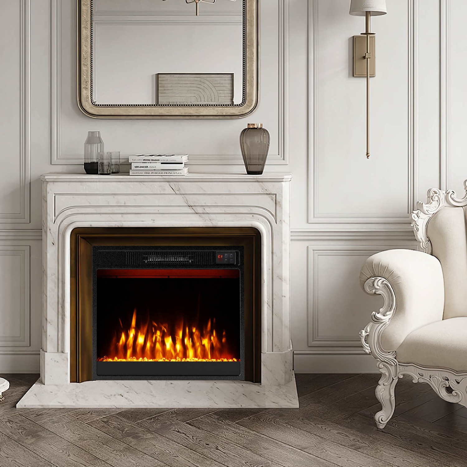 Costway 23" 750 with 1500W 50,000 BTU Electric Fireplace Insert with Remote Control Timer