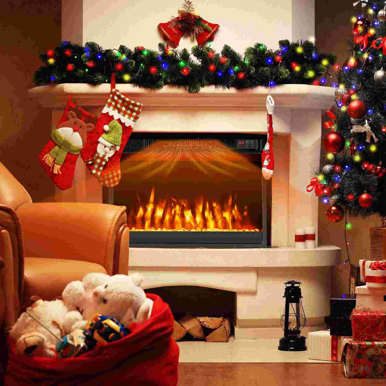 Costway 23" 750 with 1500W 50,000 BTU Electric Fireplace Insert with Remote Control Timer