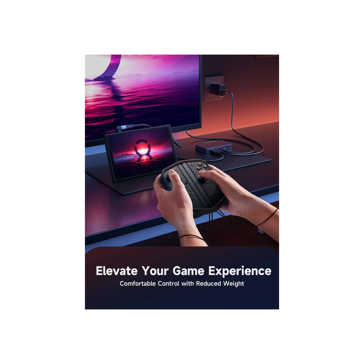 JSAUX Magnetic Handle Strap Kit and support base set for Legion Go | Designed for FPS Mode | Magnetic Connection 2-Pack(GP0022A)- Black