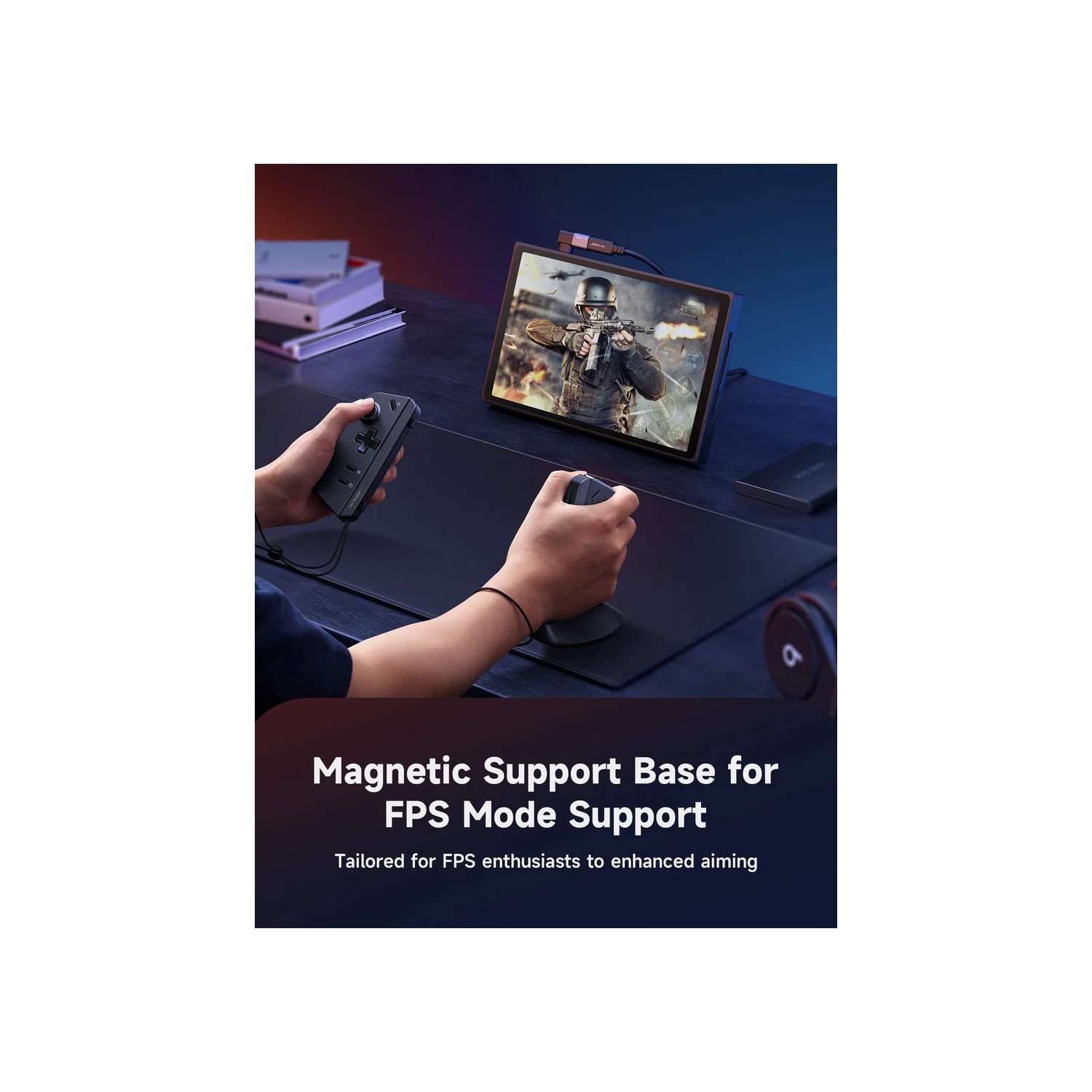 JSAUX Magnetic Handle Strap Kit and support base set for Legion Go | Designed for FPS Mode | Magnetic Connection 2-Pack(GP0022A)- Black