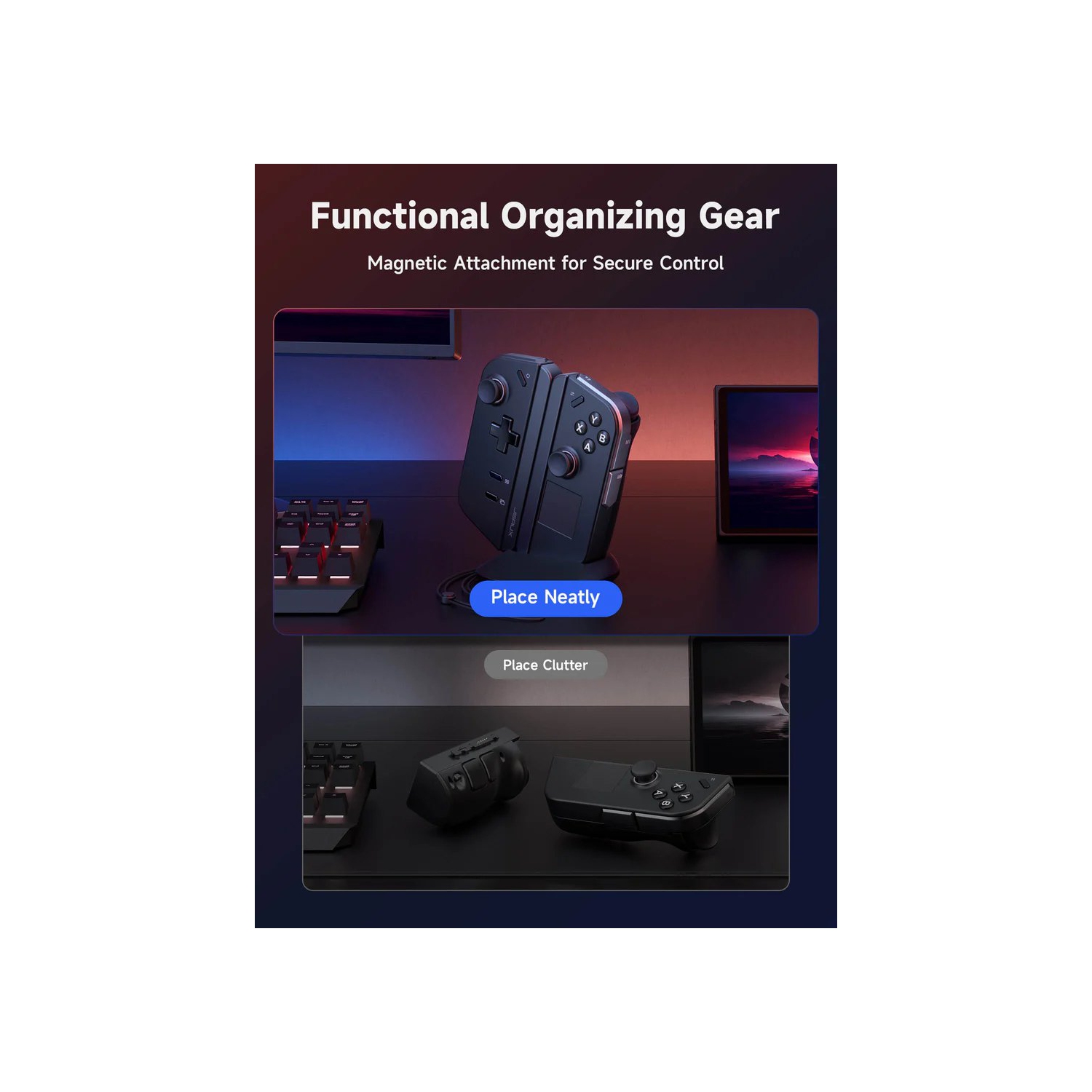 JSAUX Magnetic Handle Strap Kit and support base set for Legion Go | Designed for FPS Mode | Magnetic Connection 2-Pack(GP0022A)- Black