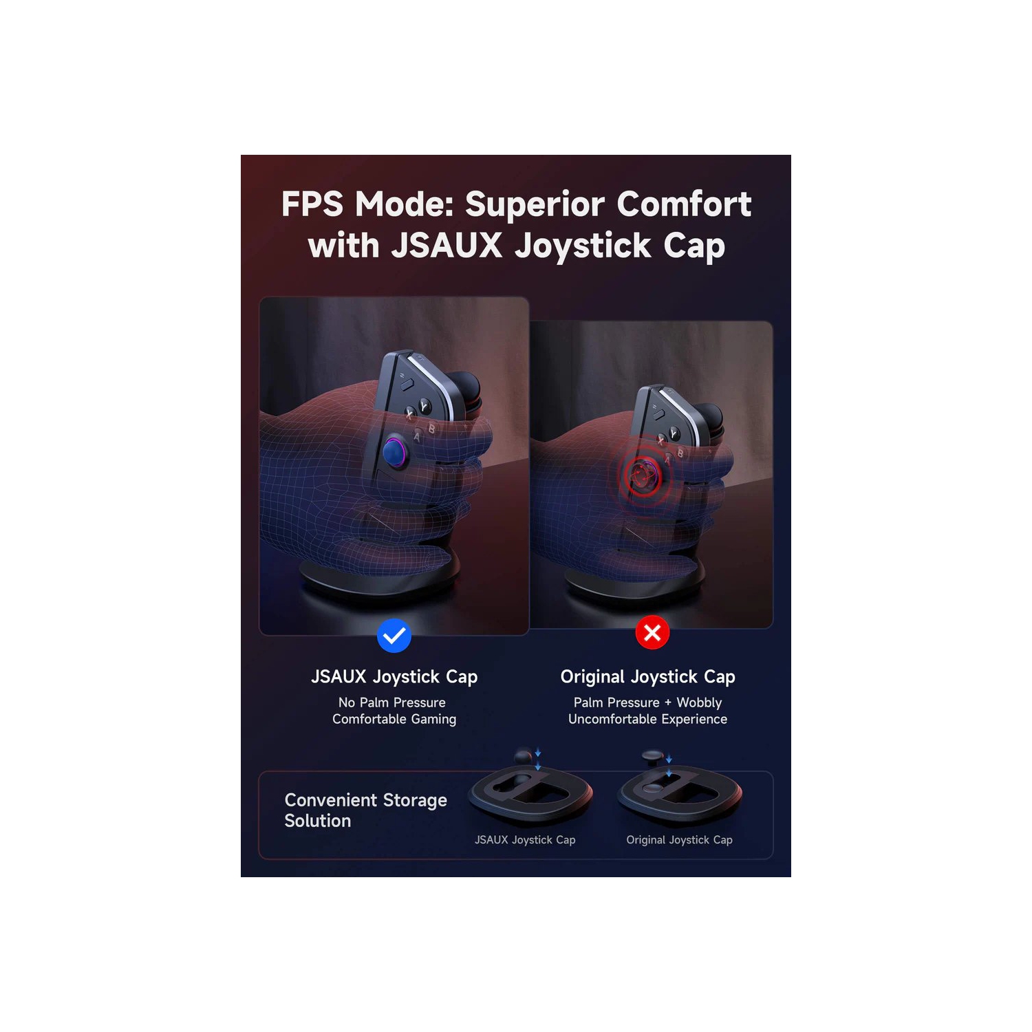 JSAUX Magnetic Handle Strap Kit and support base set for Legion Go | Designed for FPS Mode | Magnetic Connection 2-Pack(GP0022A)- Black