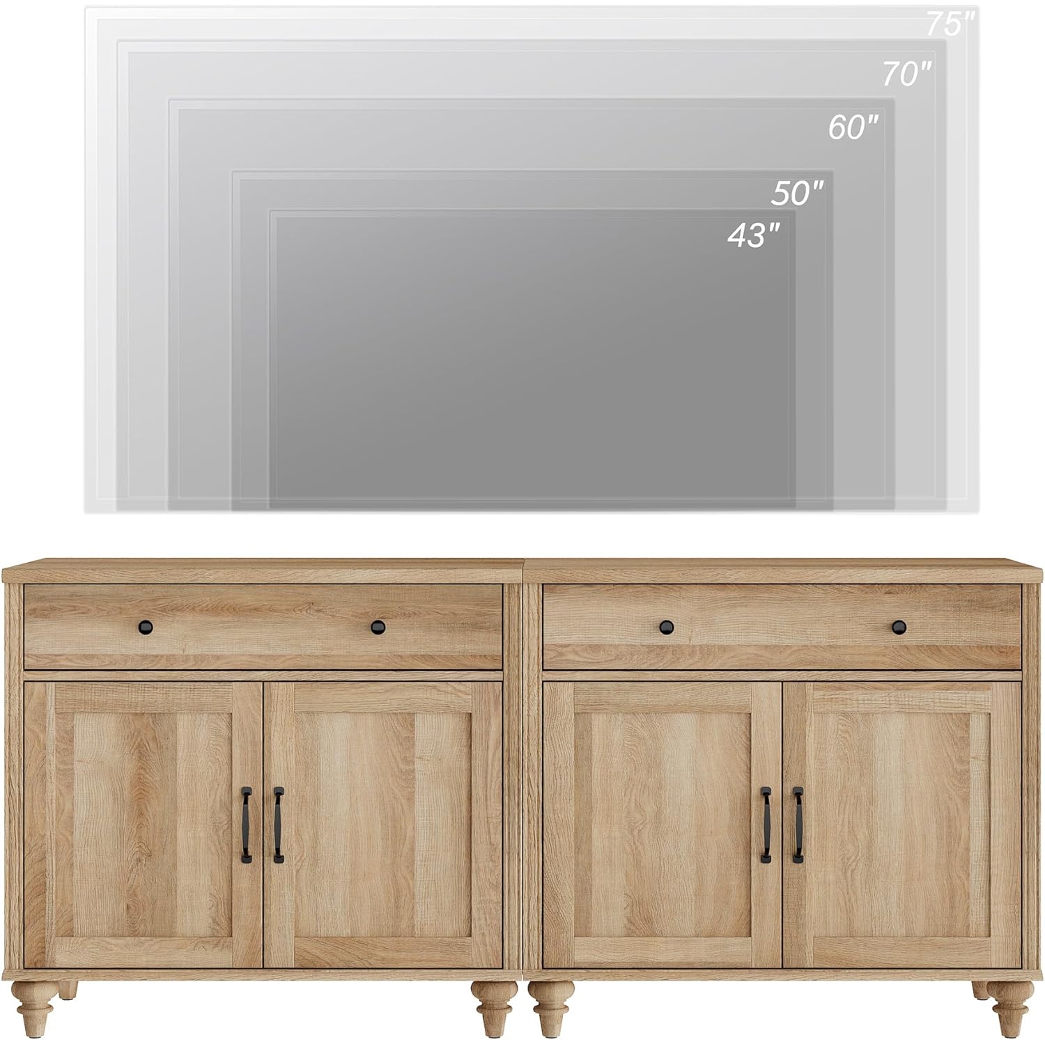 WAMAPT buffet avec 4 portes et 2 tiroirs, grandes tables de bar en bois armoires de rangement de cuisine avec armoires de rangement pour salle à