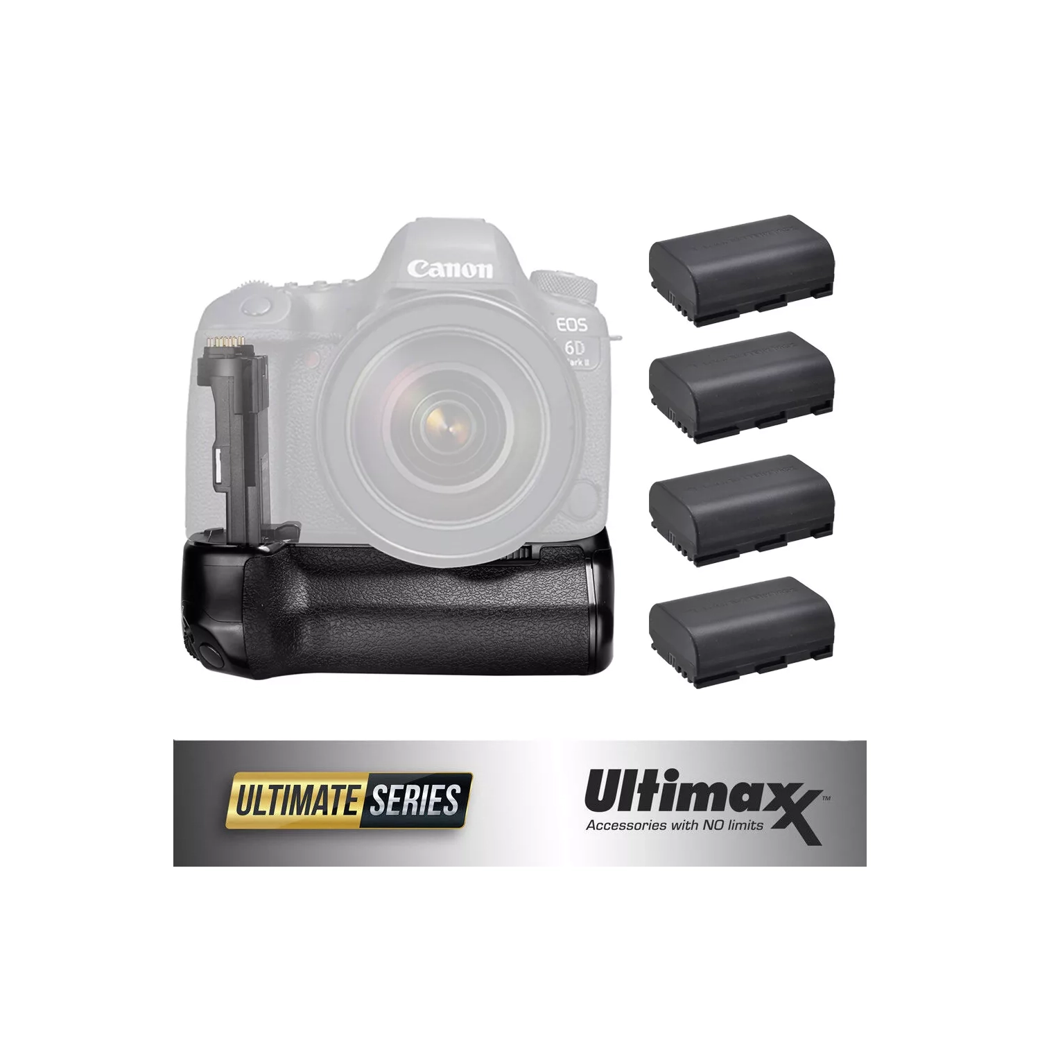 Pro Camera BG-E21 Battery Grip Replacement for 6D Mark II + 4 Extra Batteries