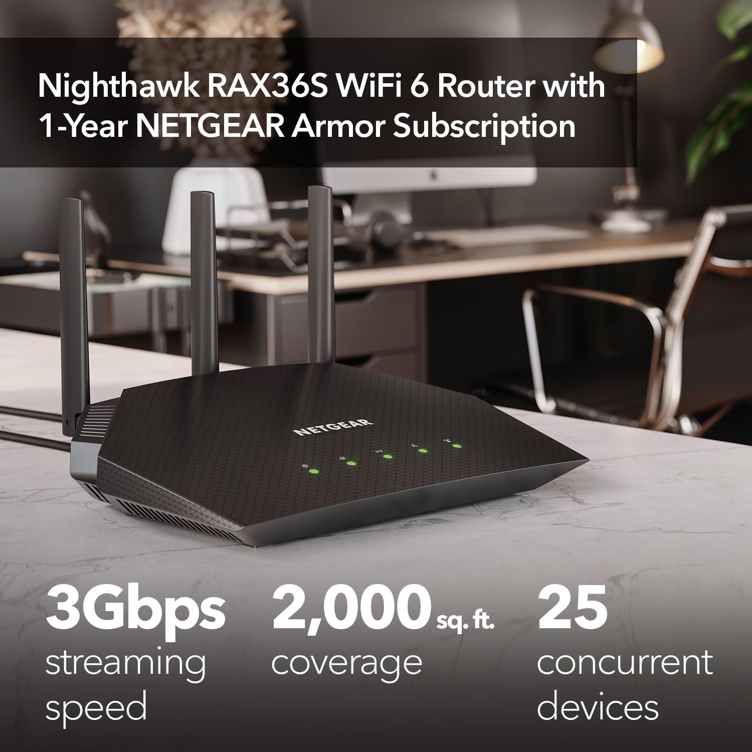 NETGEAR Nighthawk WiFi 6 Router – 4-Stream Gigabit Router AX3000 Dual-Band Wireless Speed (Up to 3Gbps) | Covers up to 2,000 sq. ft., 25 Devices