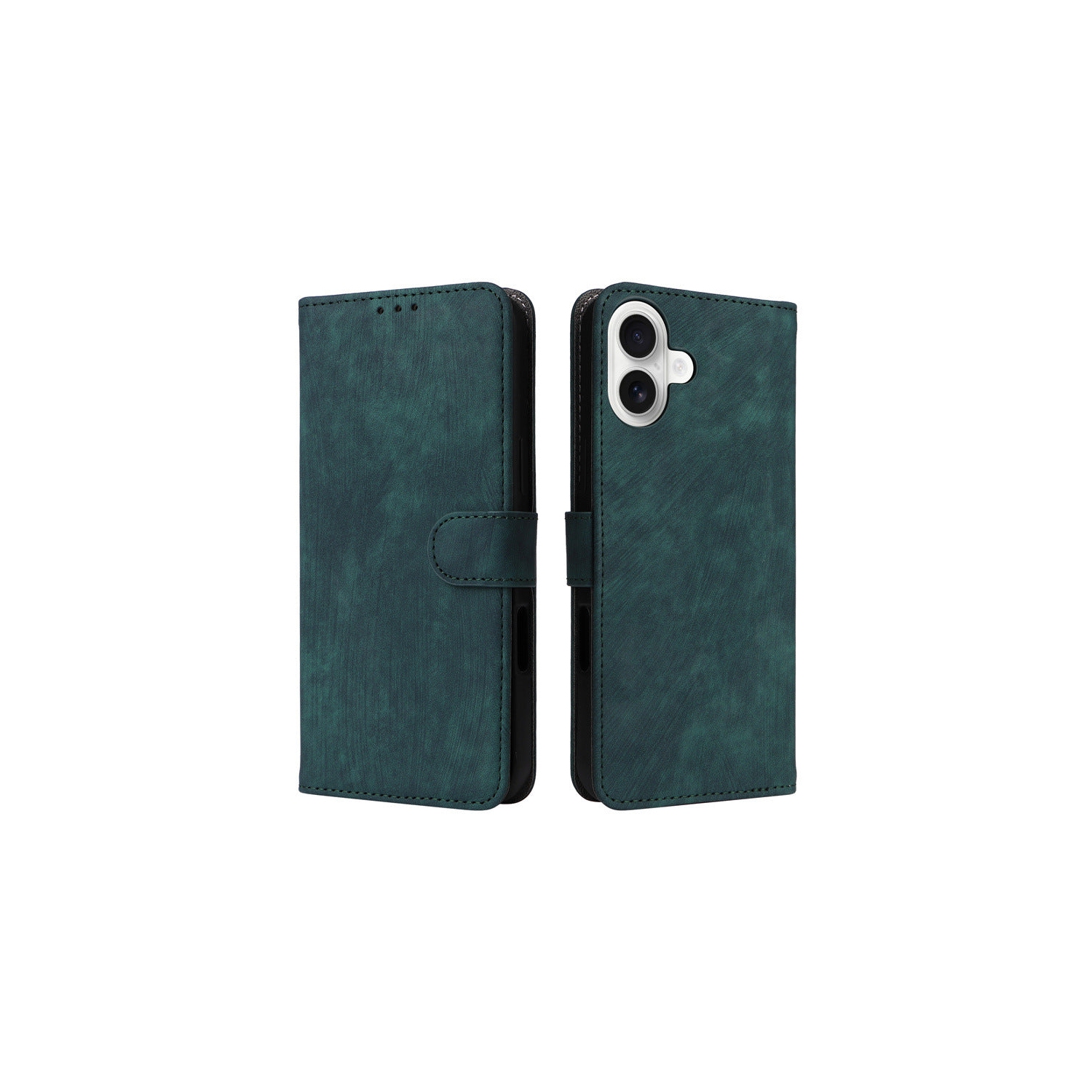 PANDACO Forest Green Suede Wallet Case for iPhone 16 Plus