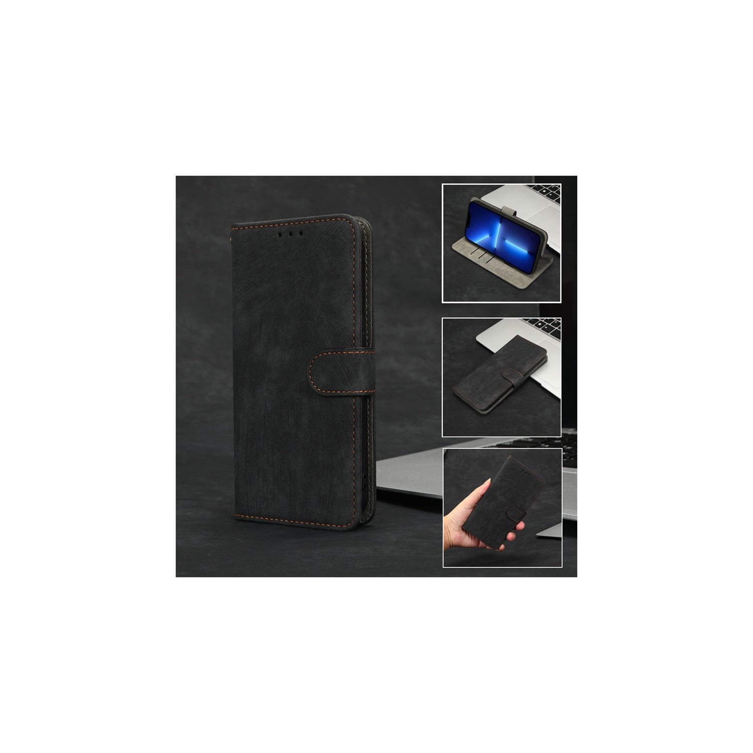 Étui portefeuille noir de PANDACO pour Pixel 8 Pro de Google