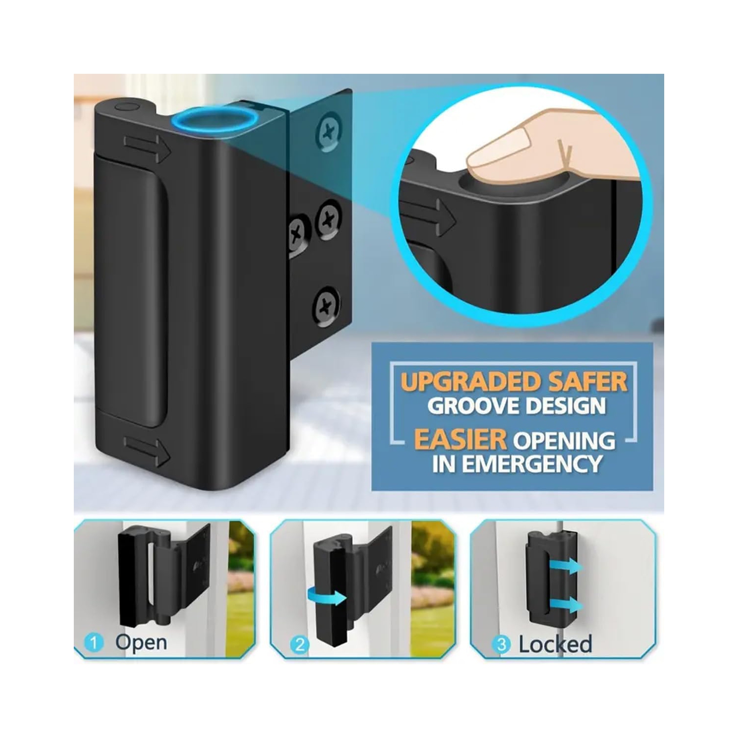 2PCS Black Home Security Door Lock