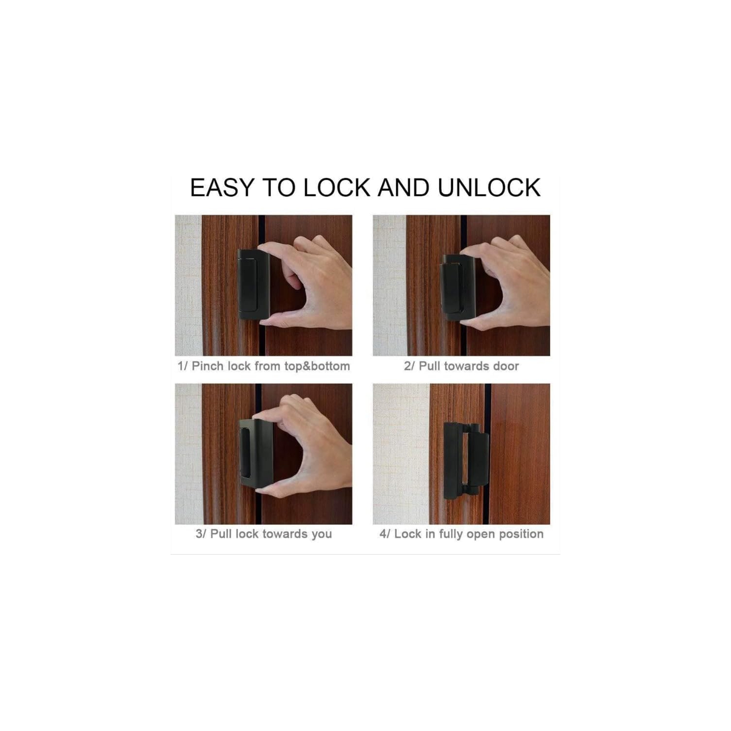 2PCS Black Home Security Door Lock