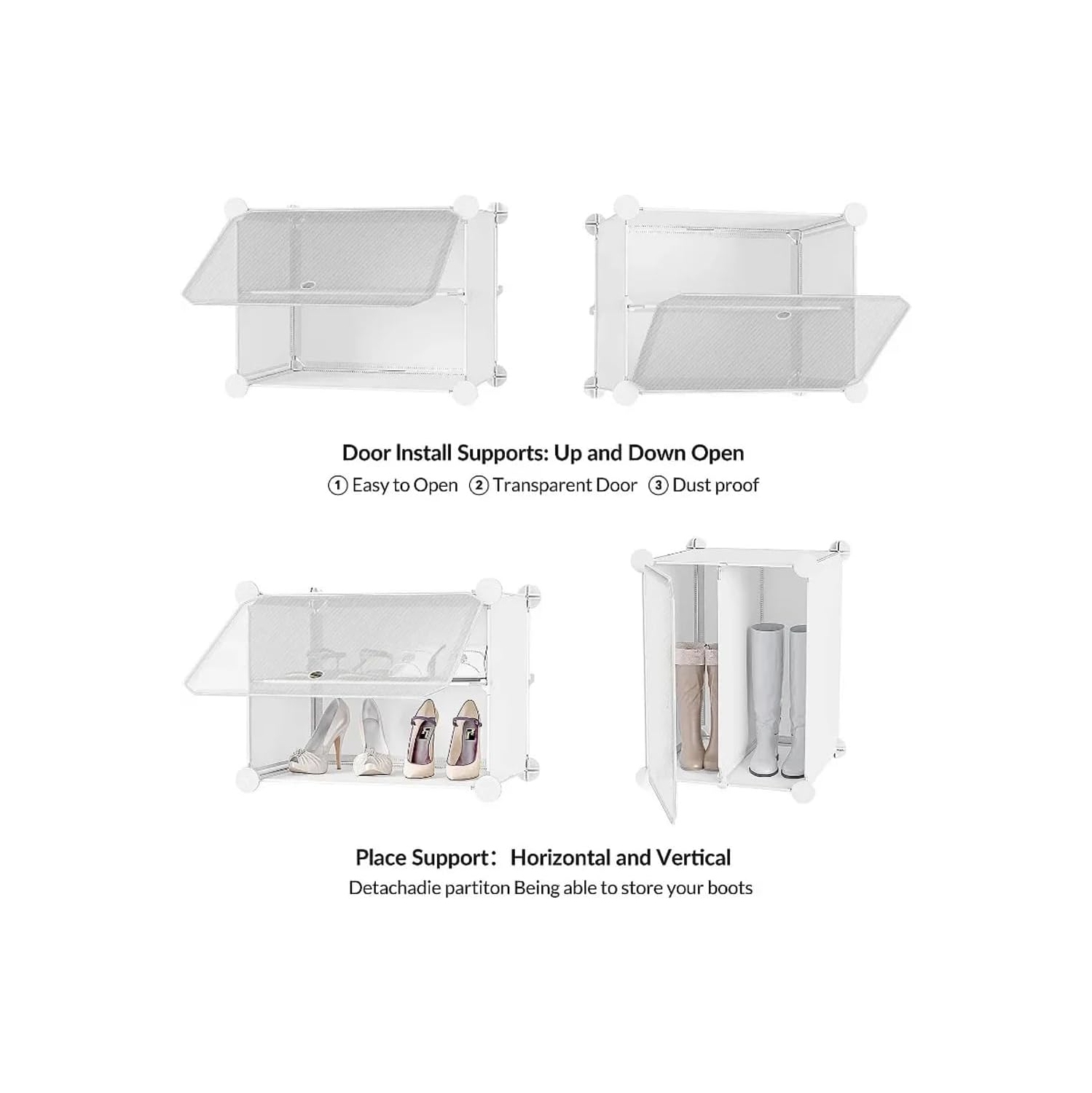 32 Pair Shoe Storage Cabinet with Door Expandable Plastic Shoe Organizer