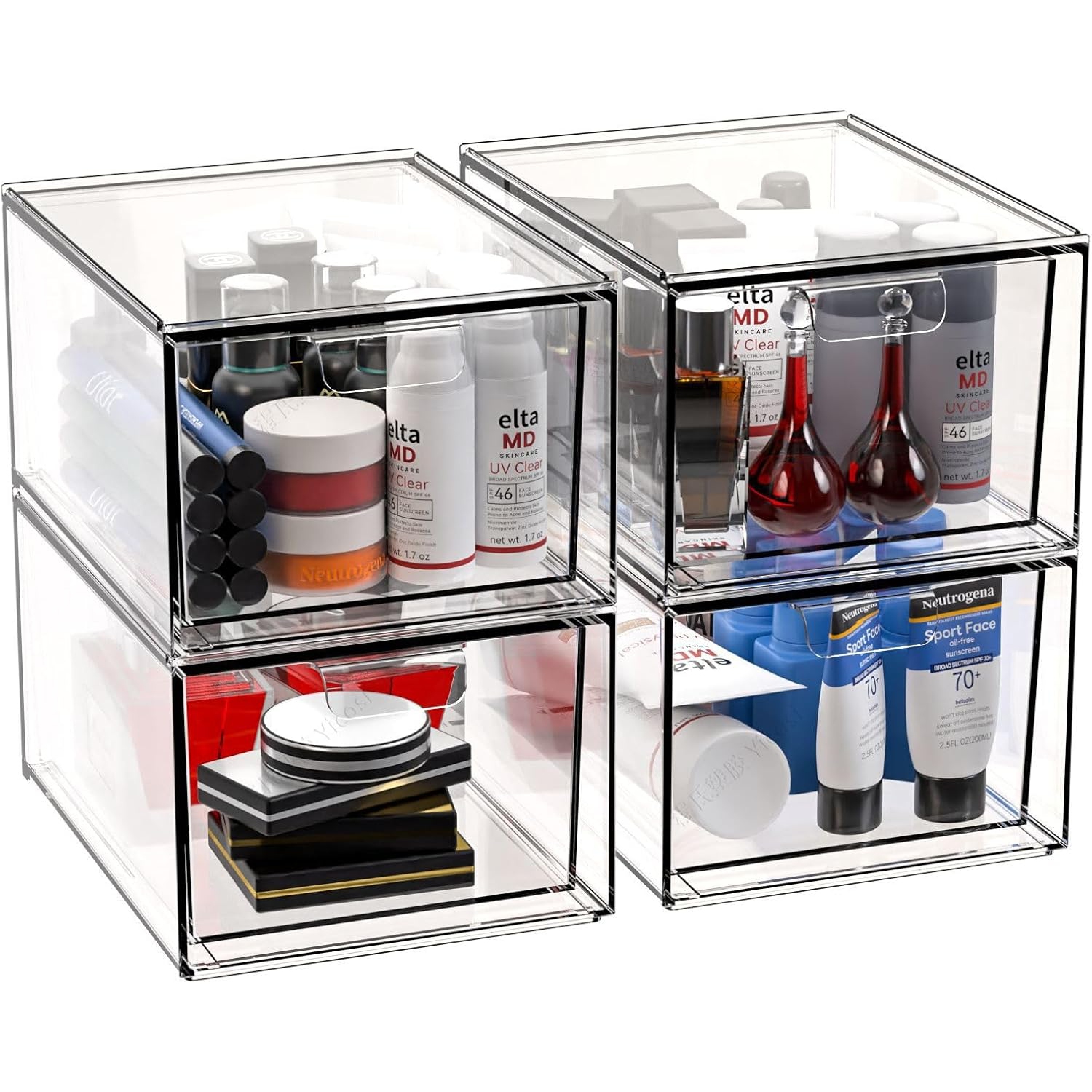 Ensemble de 4 tiroirs de rangement empilables pour maquillage