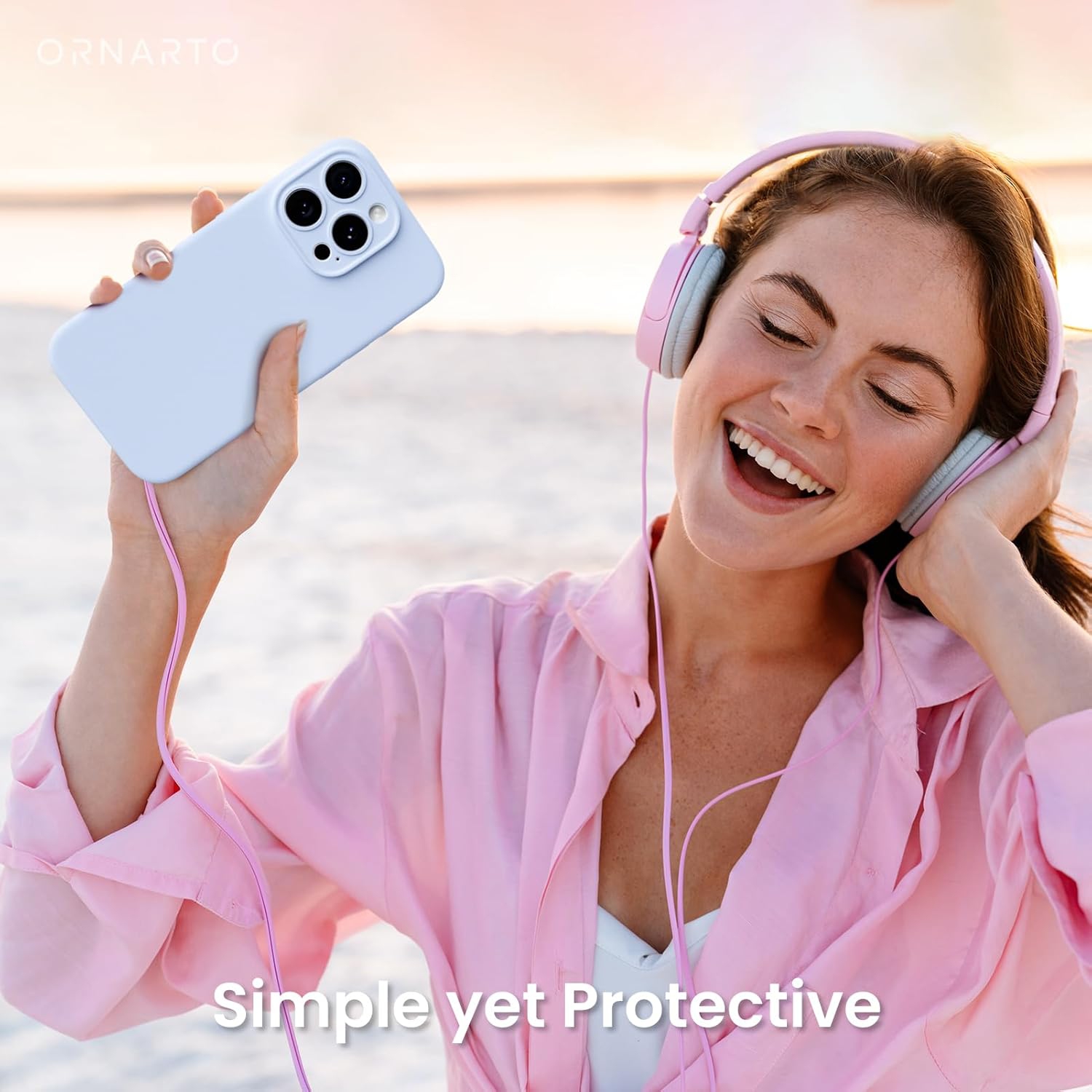 ORNARTO – compatible avec l’étui iPhone 16 Pro avec 2 protecteurs d’écran, étui en caoutchouc de silicone liquide antichoc, étui de protection contre