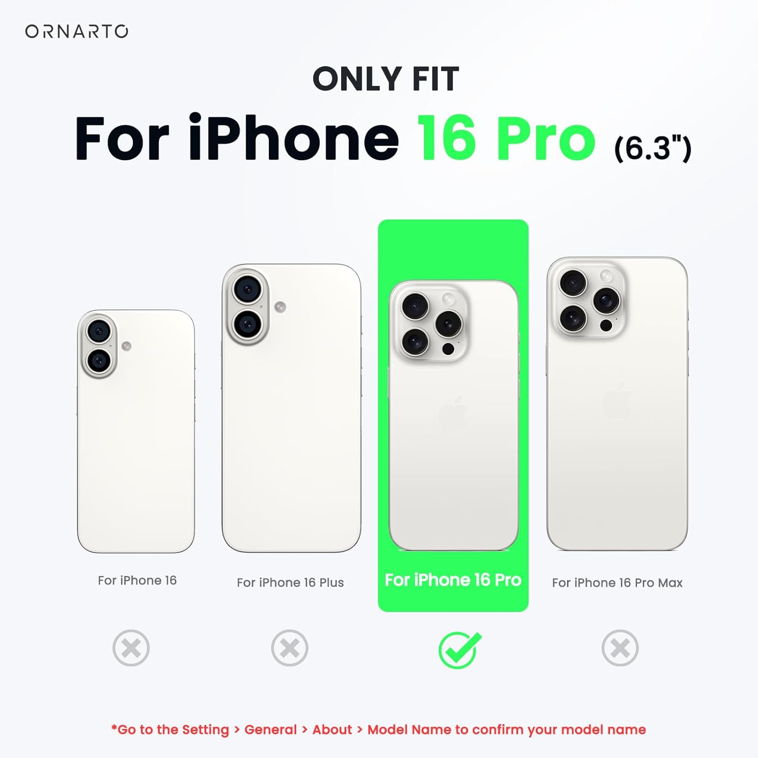 ORNARTO for iPhone 16 Pro Case Magnetic 6.3", [Compatible with MagSafe] Yellowing-Resistant Slim Cover,Upgraded 2-Layer Air-Buffer Corners Shockproof
