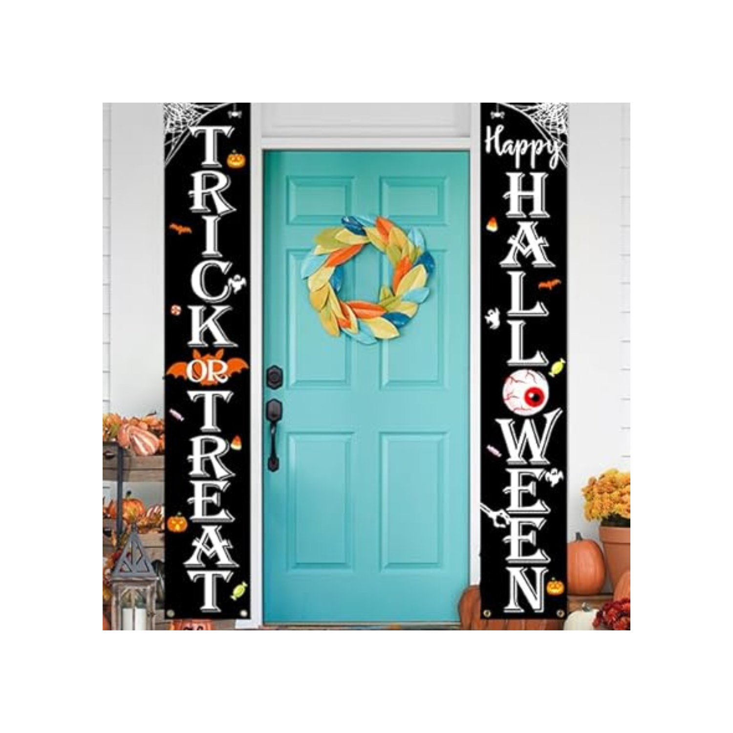 Halloween Decorations Outdoor TRICK OR TREAT Happy HALLOWEEN Banner Porch Sign Decor Halloween Door Decorations For Indoor Outdoor Wall Party