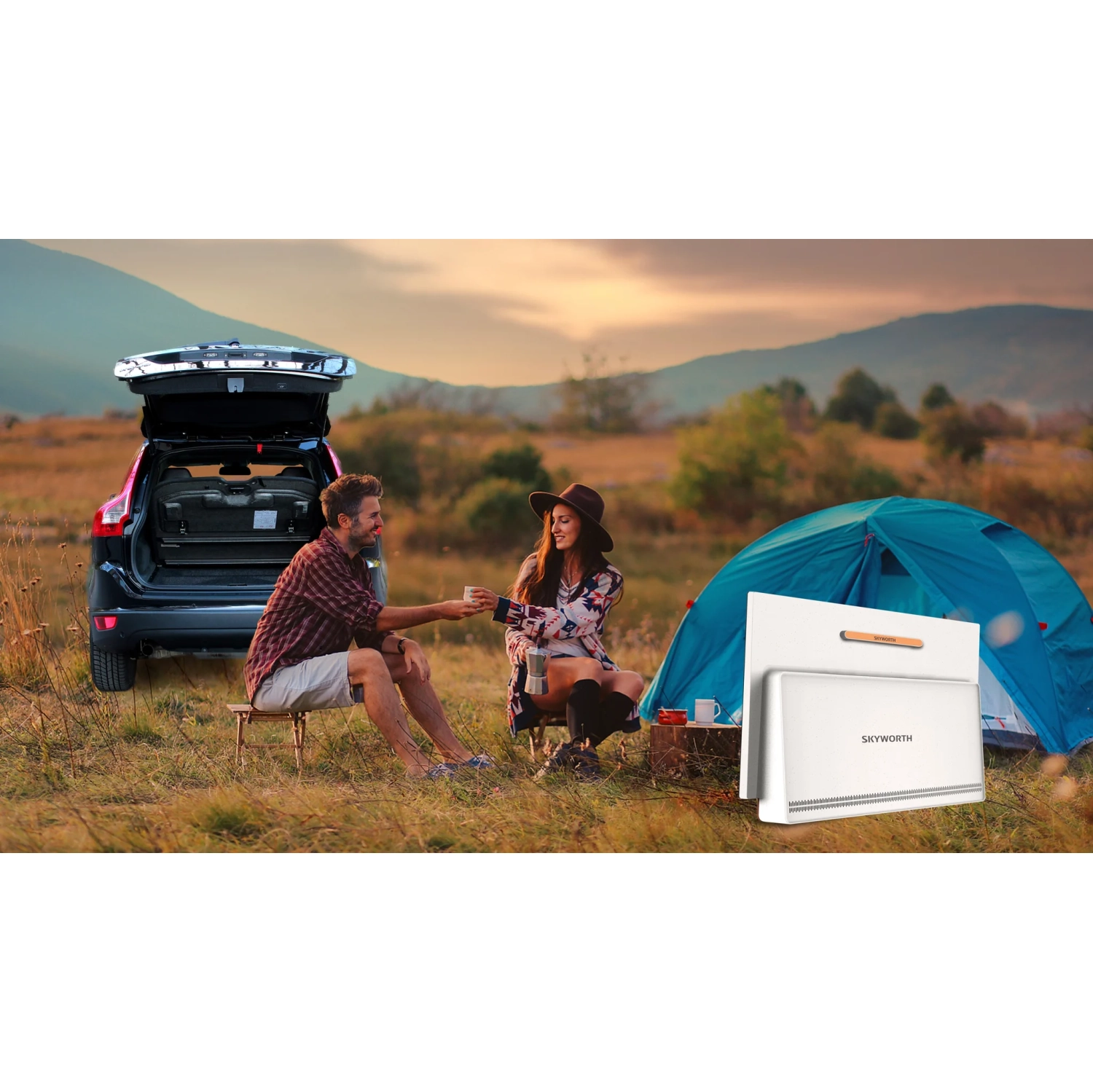 Skyworth 24-Inch Portable 3Hour Battery Life P100 Companion Series 1080P FHD Google TV, HDR10, Dolby Audio, LED, Bluetooth Remote, Built-in