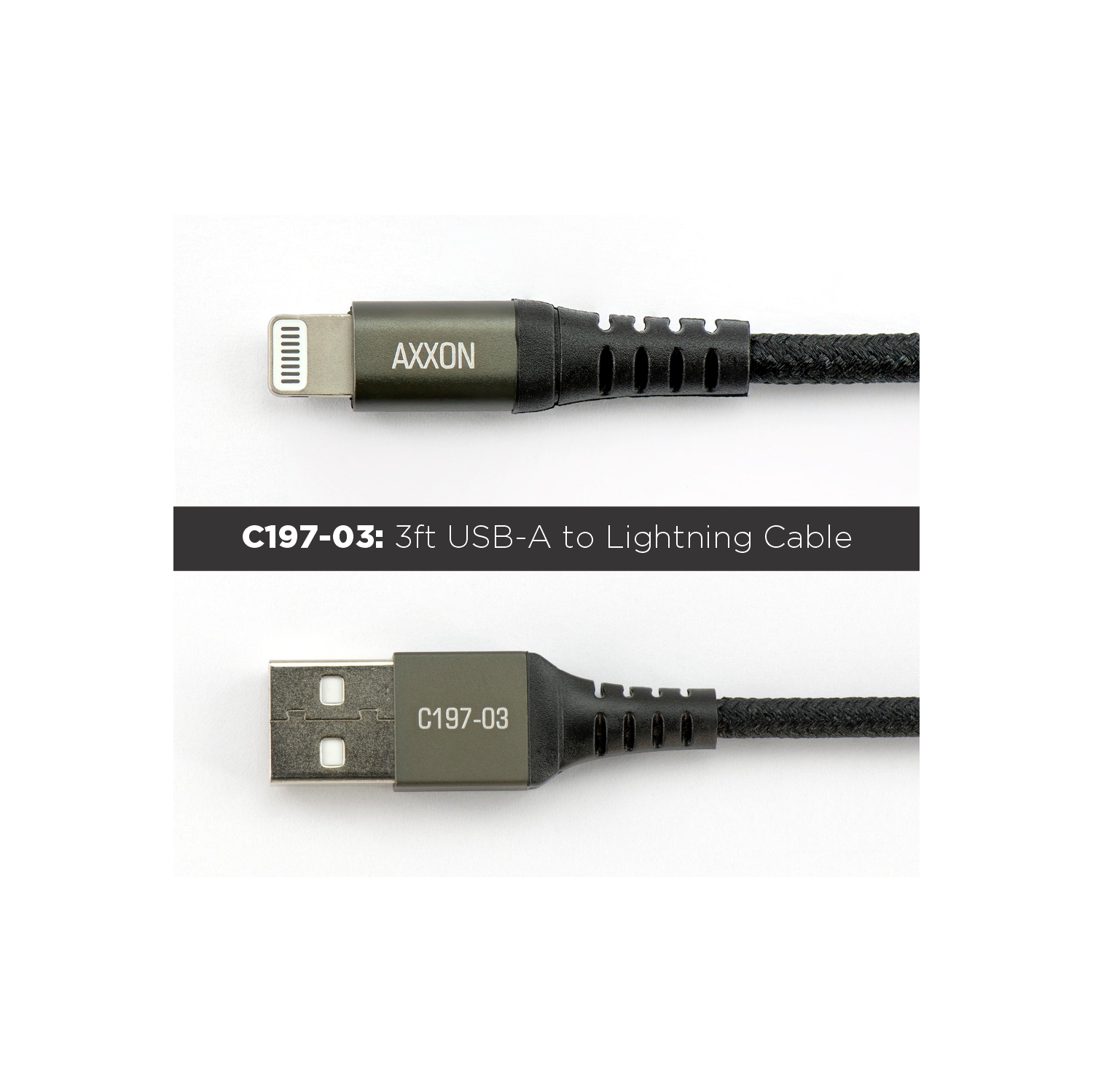 AxxonPremier Kevlar Lightning to USB A Cable, MFi-Certified iPhone 3 ft Charging Cable
