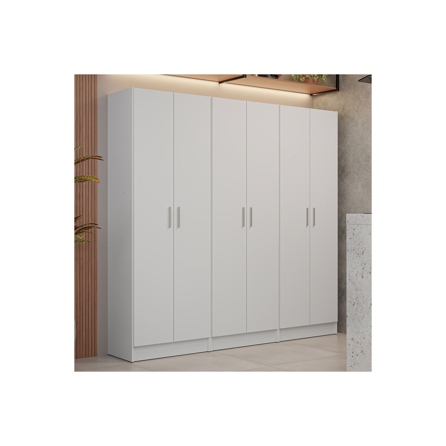 Madesa Kitchen Set 3 Pantry Storage Cabinet with 5 Utility Shelves 23"L Wooden Organization Unit for Kitchen - White